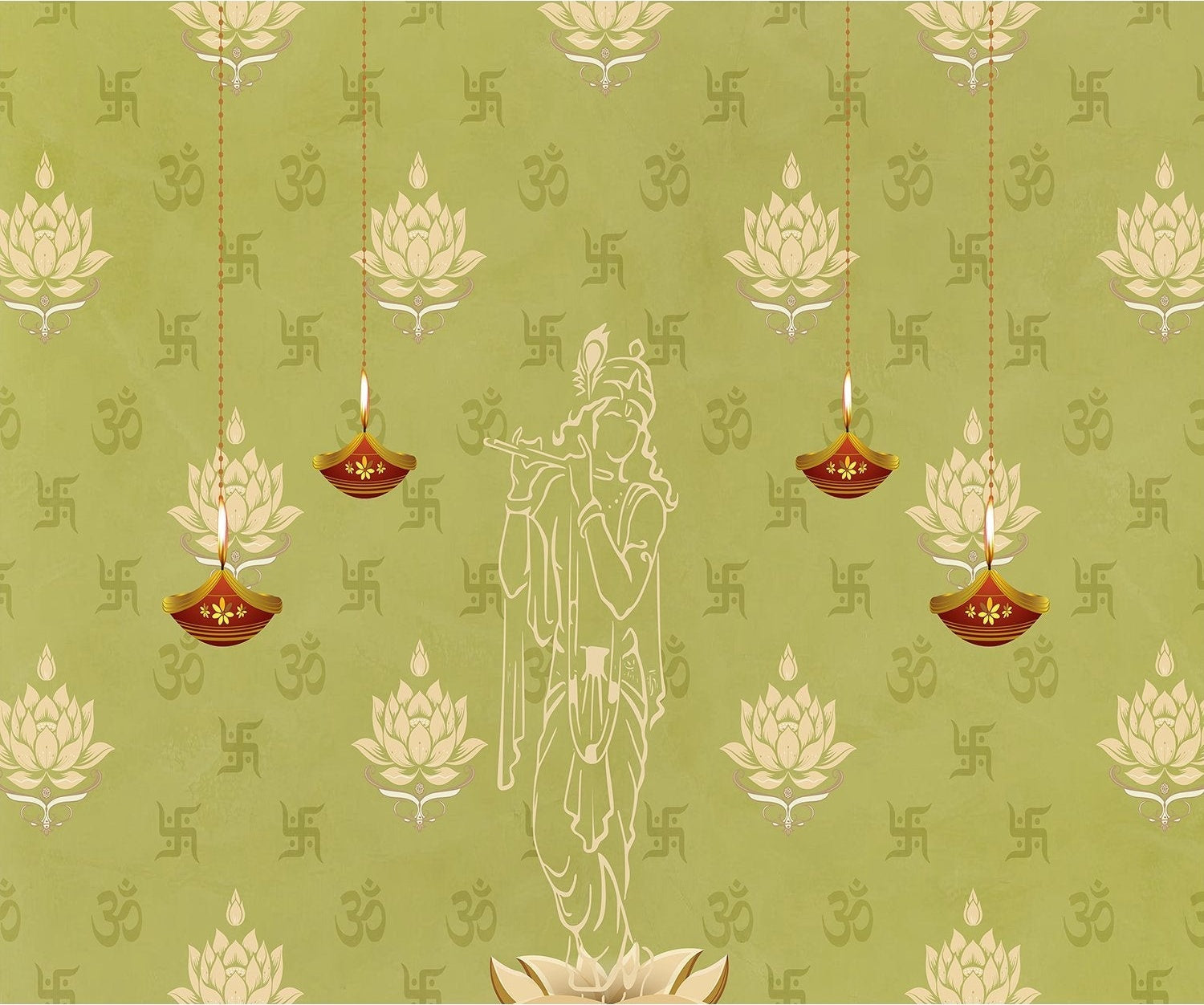 "Lea divine Krishna religious wallpaper mural-inequal final"