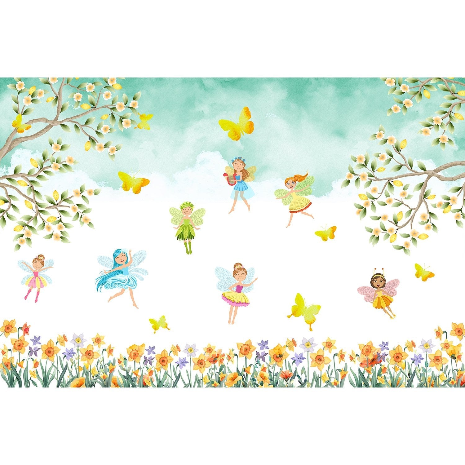 Fairy garden delight in lea - kids wallpaper mural-equal final