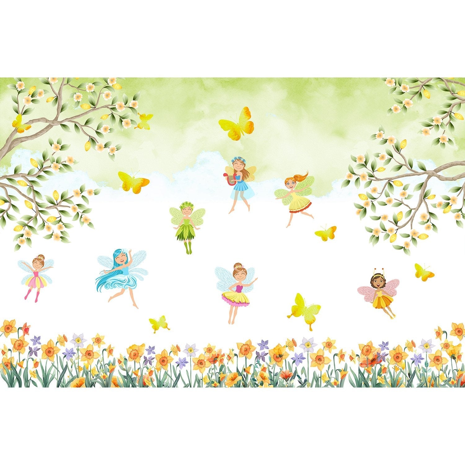 Fairy garden delight in lea - kids wallpaper mural-equal final