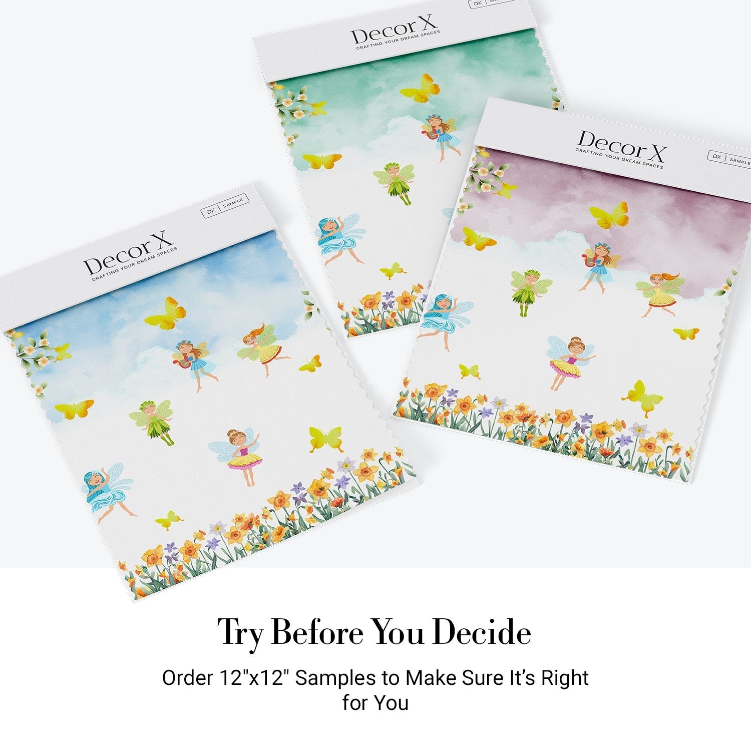 Whimsical fairy characters dancing among yellow butterflies and floral elements on light background - view 23 - final all-groups samples