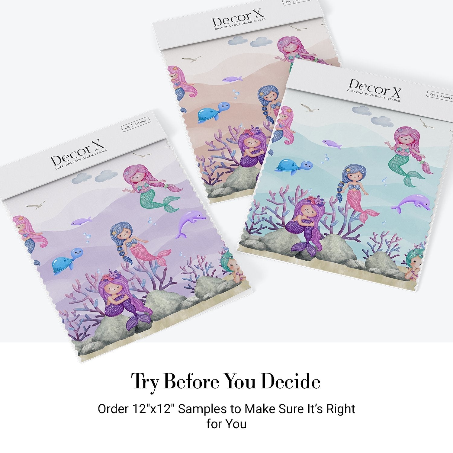 Whimsical mermaids swimming with sea creatures in pastel purple underwater coral landscape - view 19 - final all-groups samples