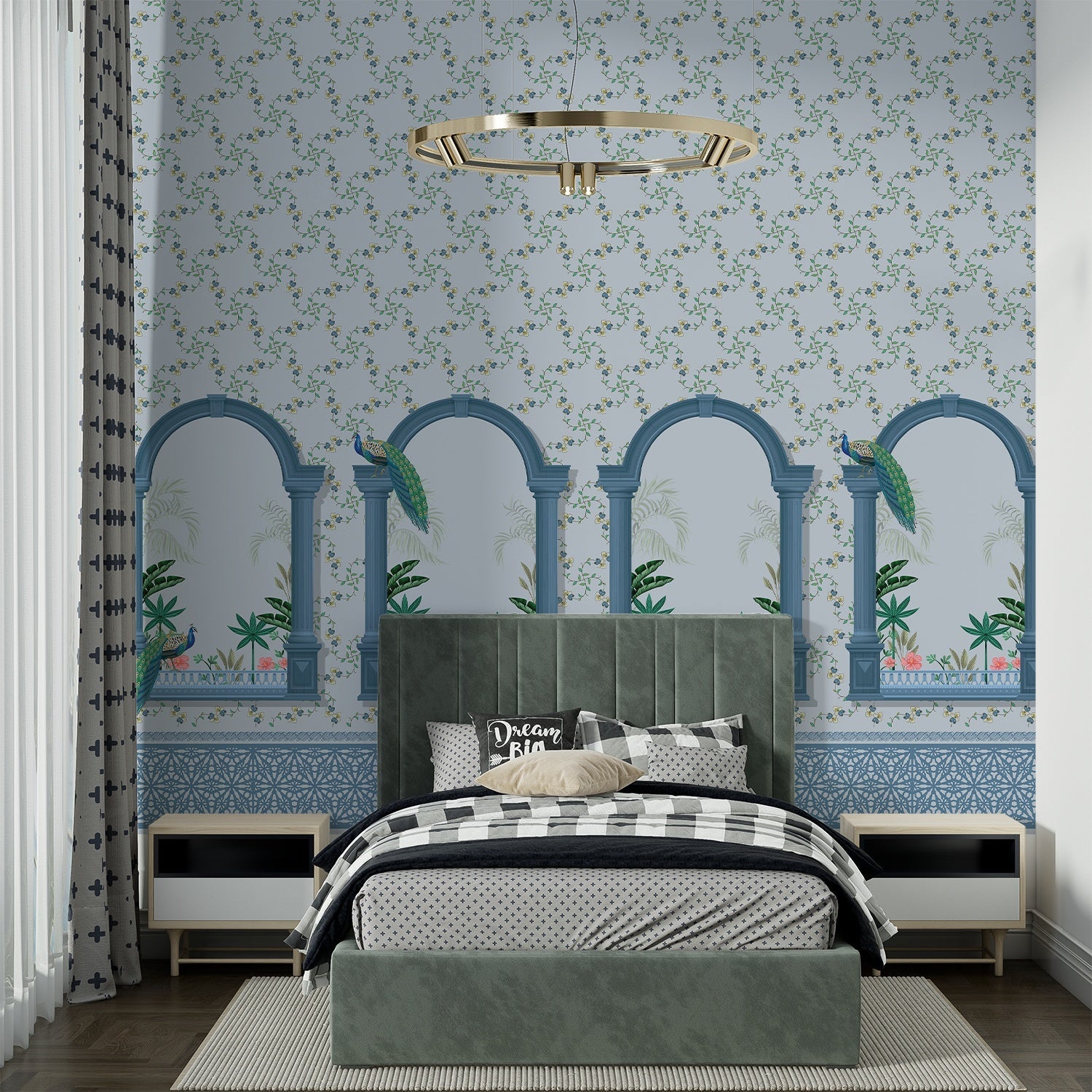 Vintage mint green arches with hummingbirds and floral vines create elegant tropical sanctuary - view 15 - final