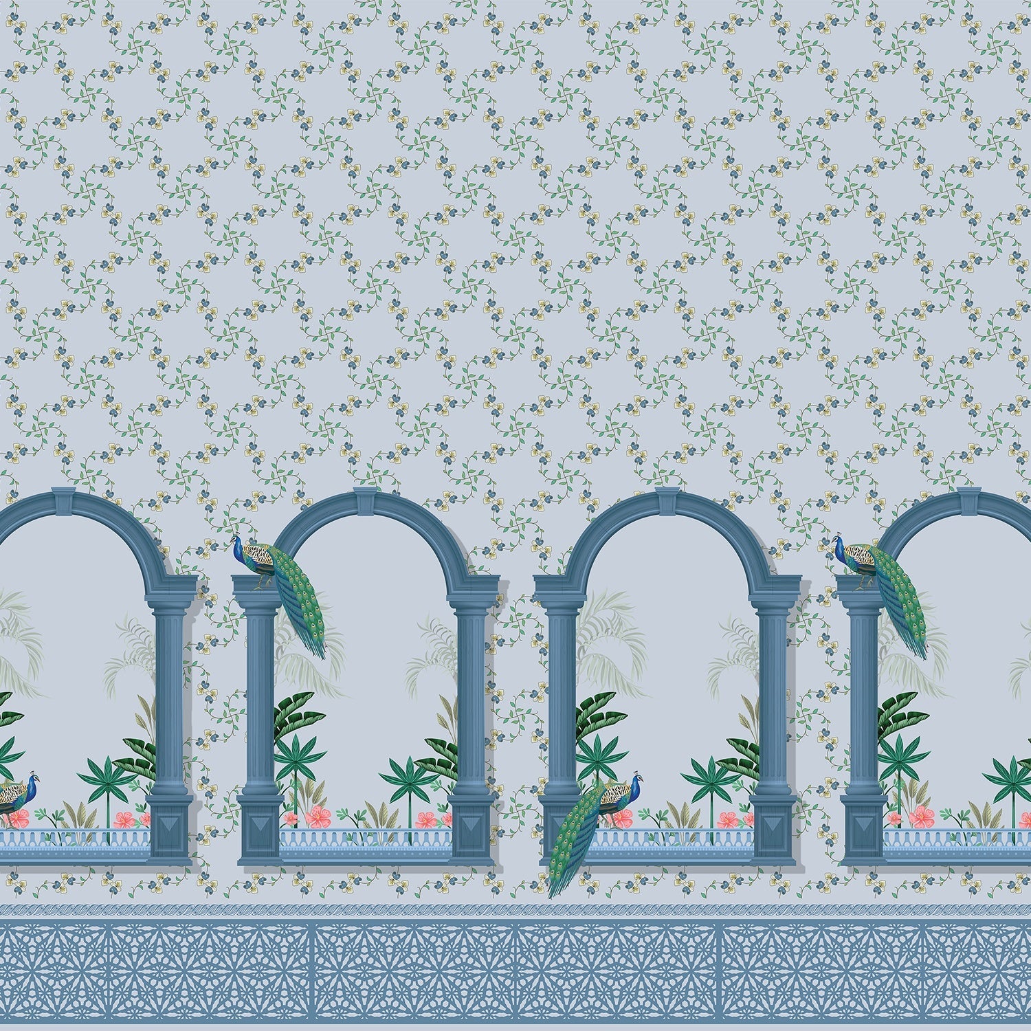 Vintage mint green arches with hummingbirds and floral vines create elegant tropical sanctuary - view 16 - final