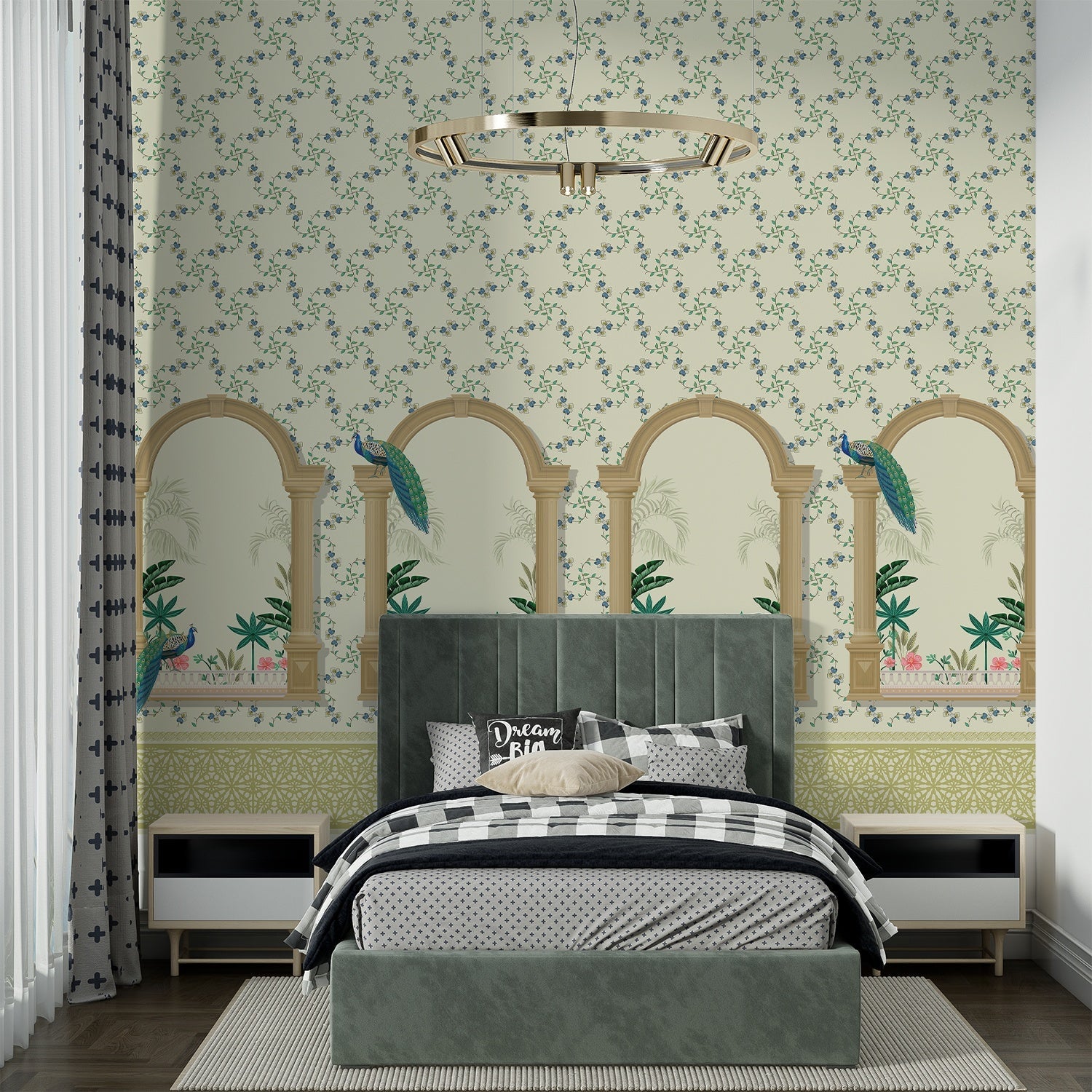 Vintage mint green arches with hummingbirds and floral vines create elegant tropical sanctuary - view 7 - final