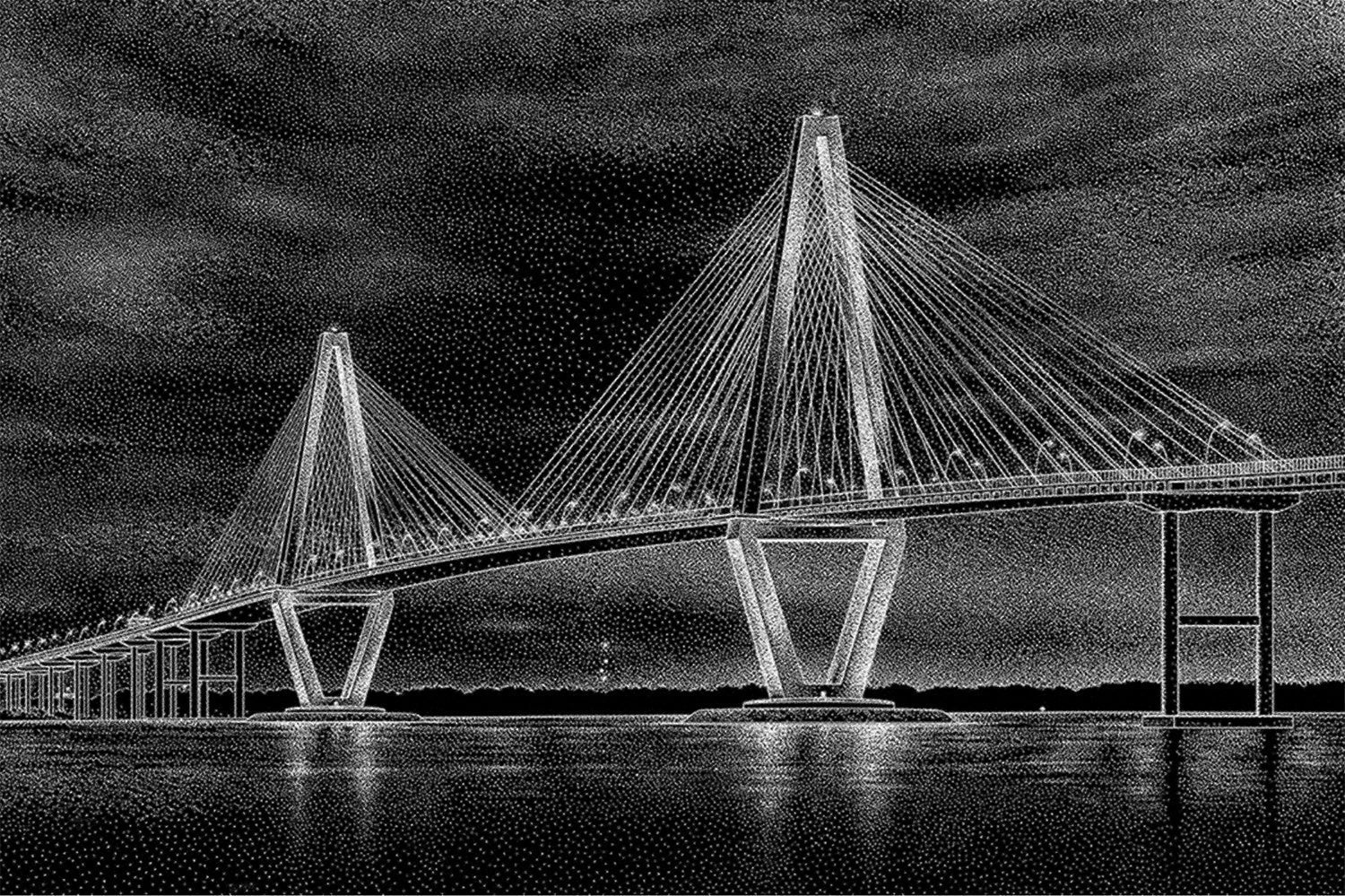 "Modern bridge architectural design in lea - art wallpaper mural-inequal final"