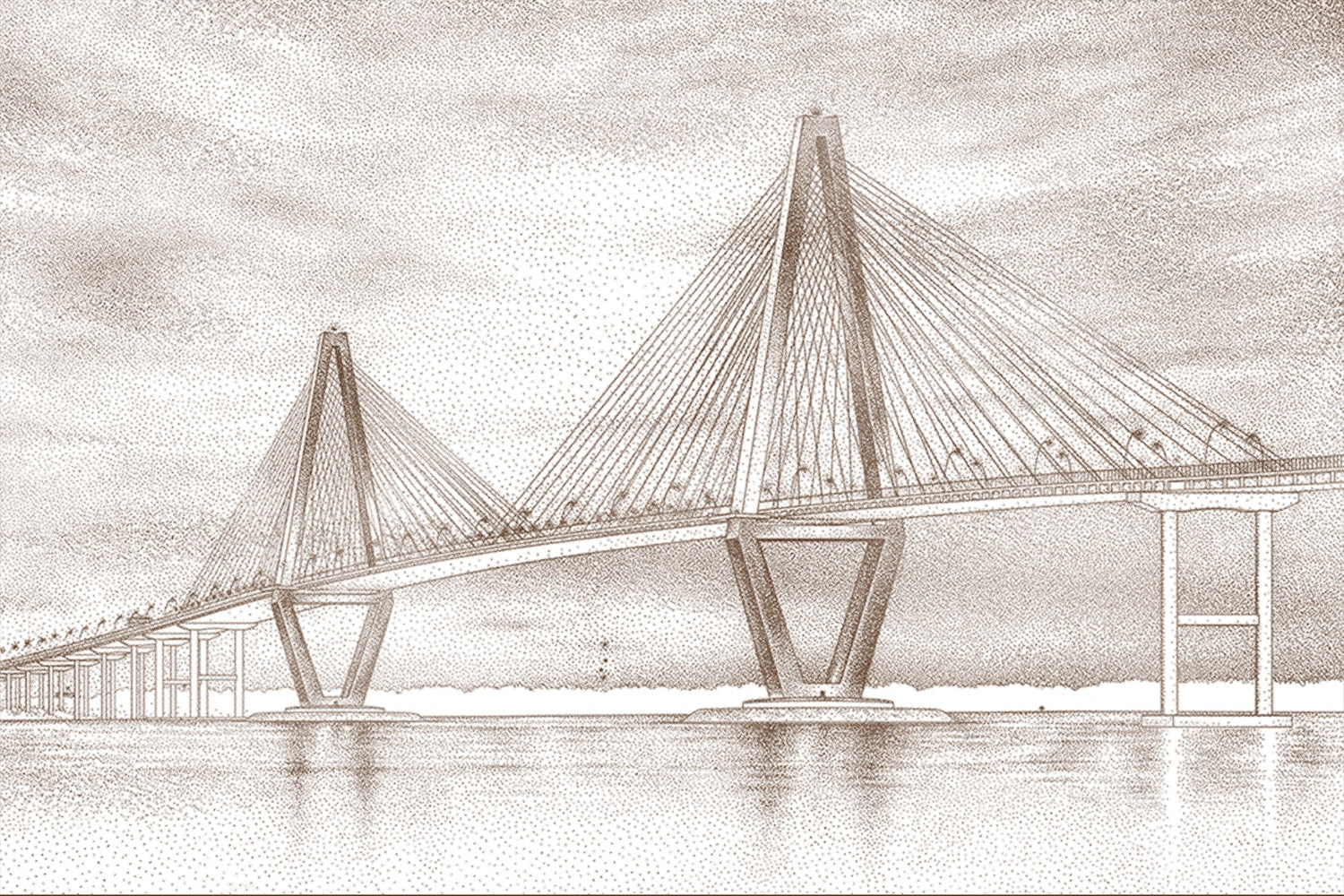 "Modern bridge architectural design in lea - art wallpaper mural-inequal final"