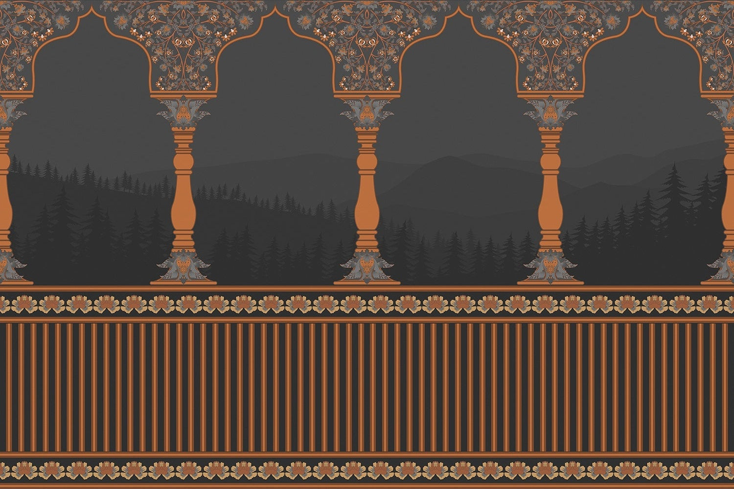 "Ornate pillar architecture lea - "royal" wallpaper mural-inequal final"