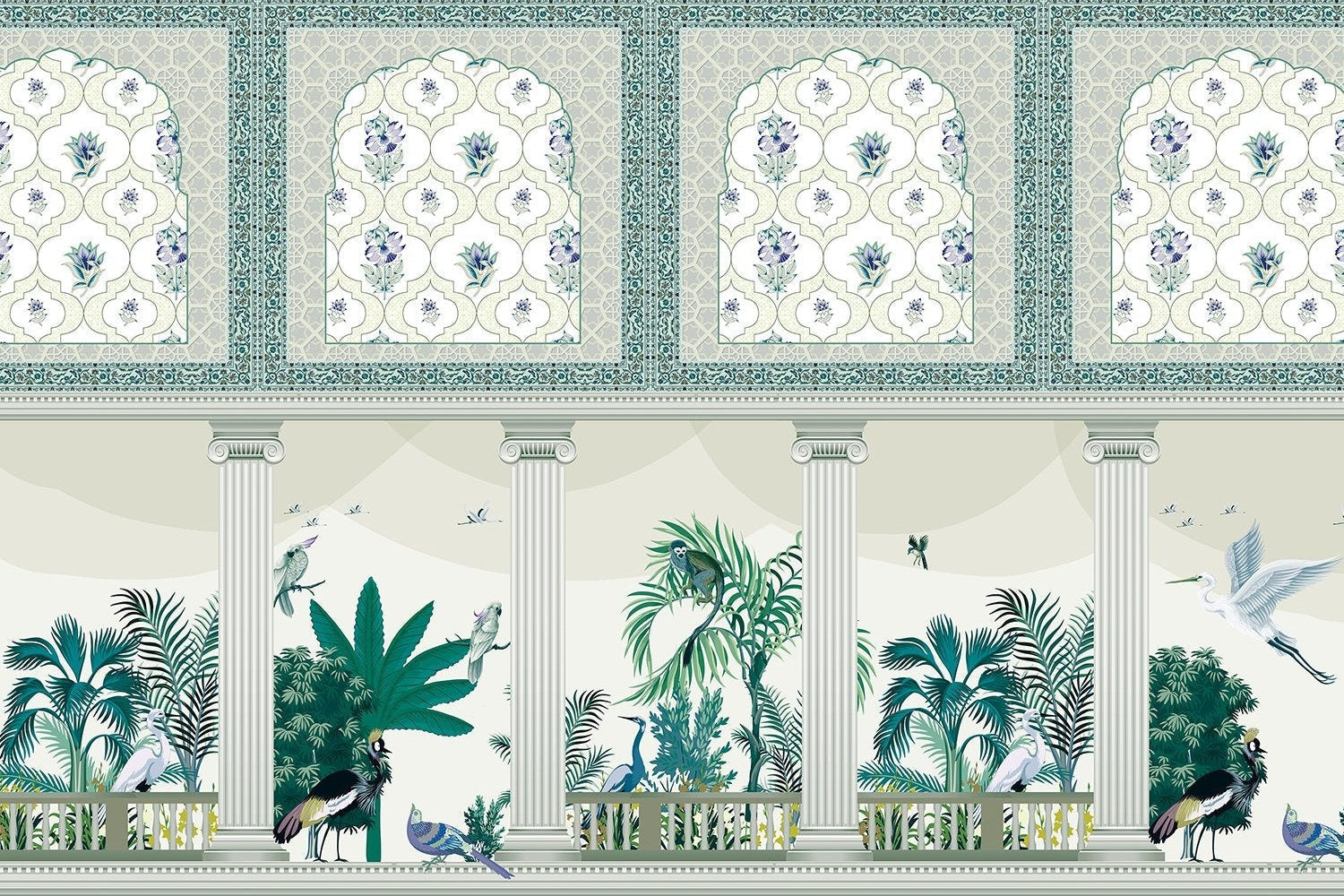 "Ornate lea mughal-inspired floral wallpaper mural-inequal final"