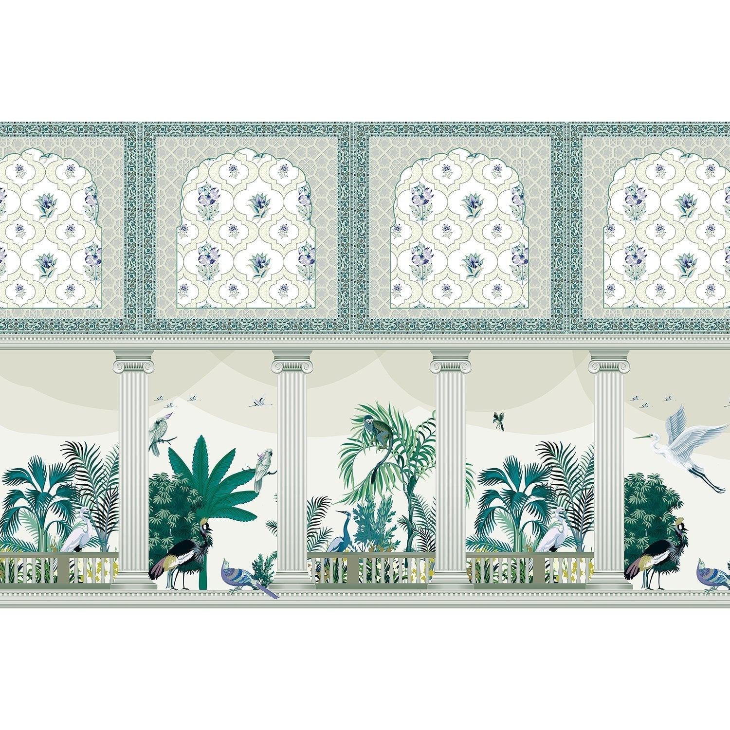 "Ornate lea mughal floral paradise wallpaper mural-equal final"