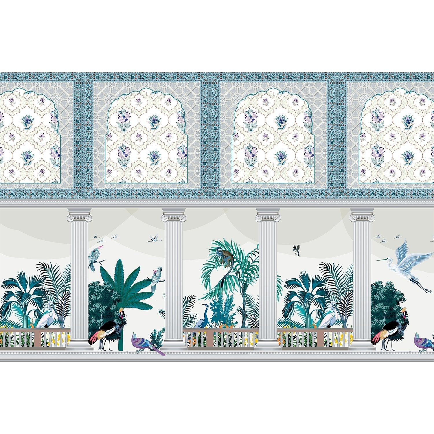 "Ornate lea mughal floral paradise wallpaper mural-equal final"