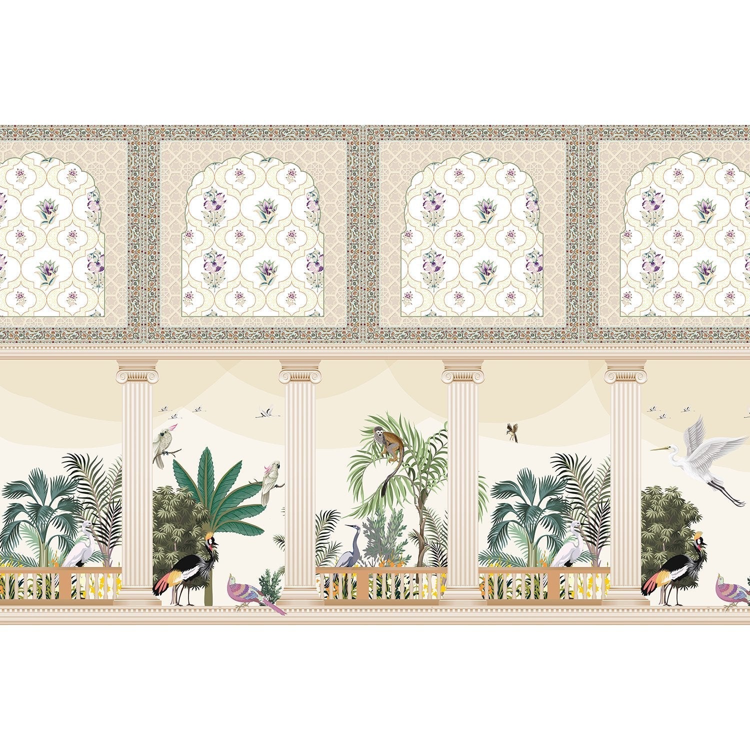 "Ornate lea mughal floral paradise wallpaper mural-equal final"