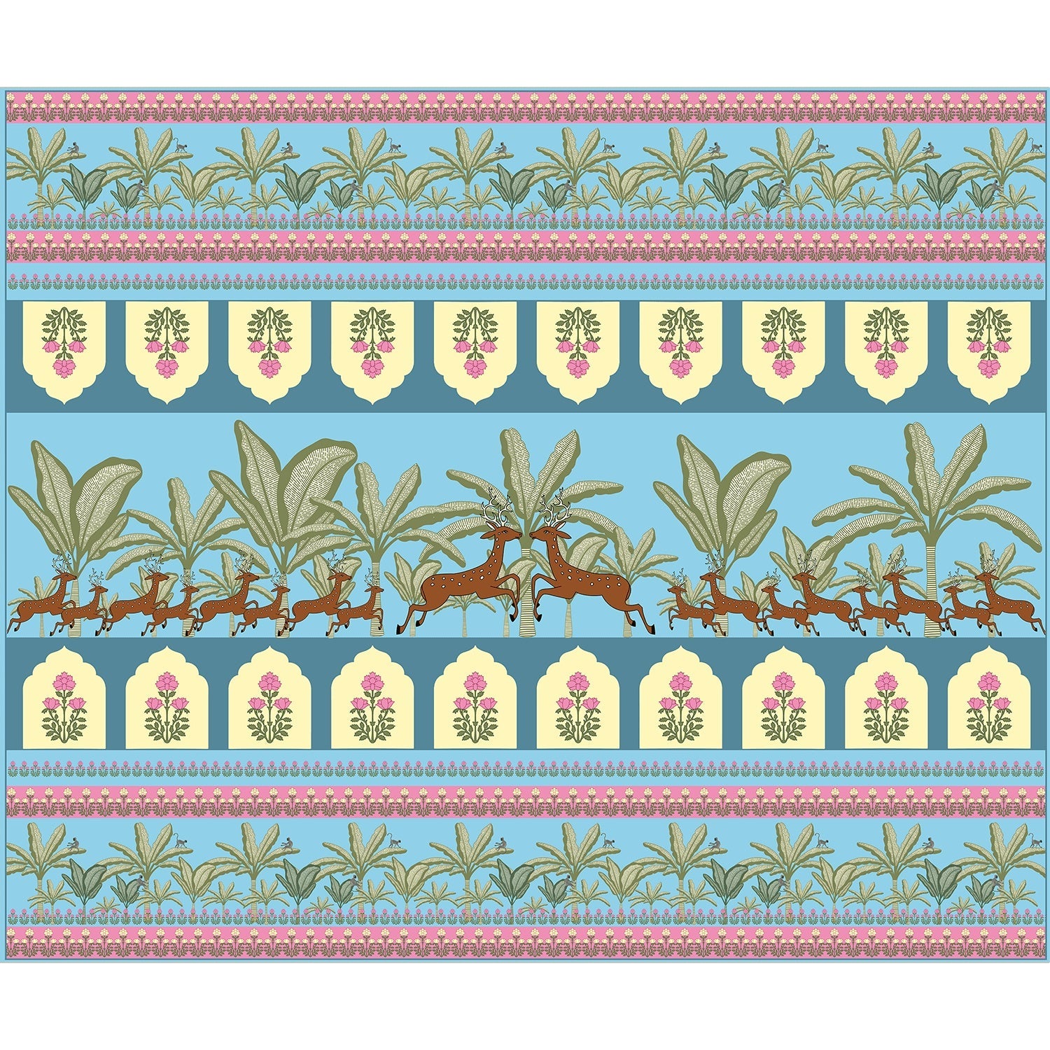 Graceful meadow deer flora wallpaper mural-equal final