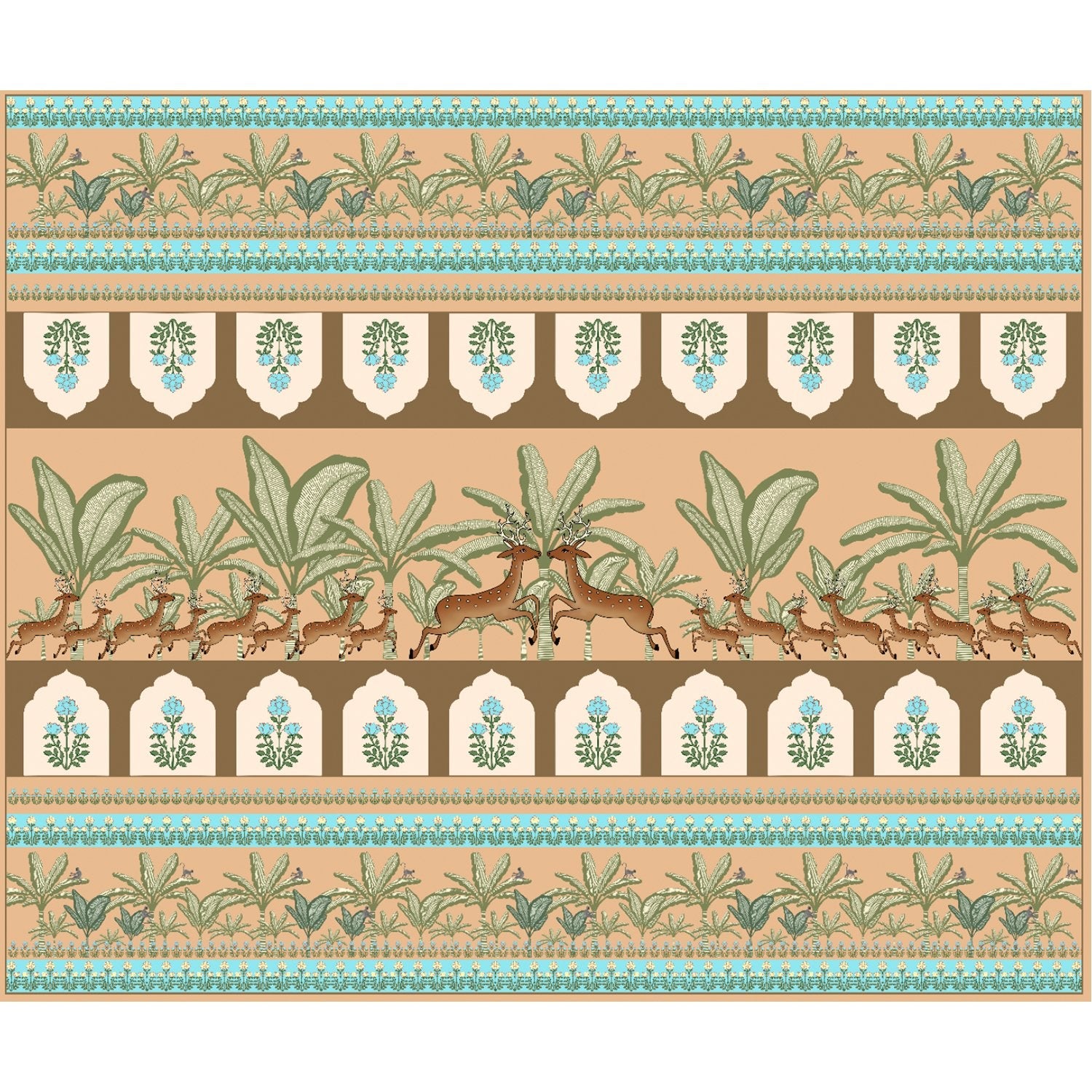 Graceful meadow deer flora wallpaper mural-equal final