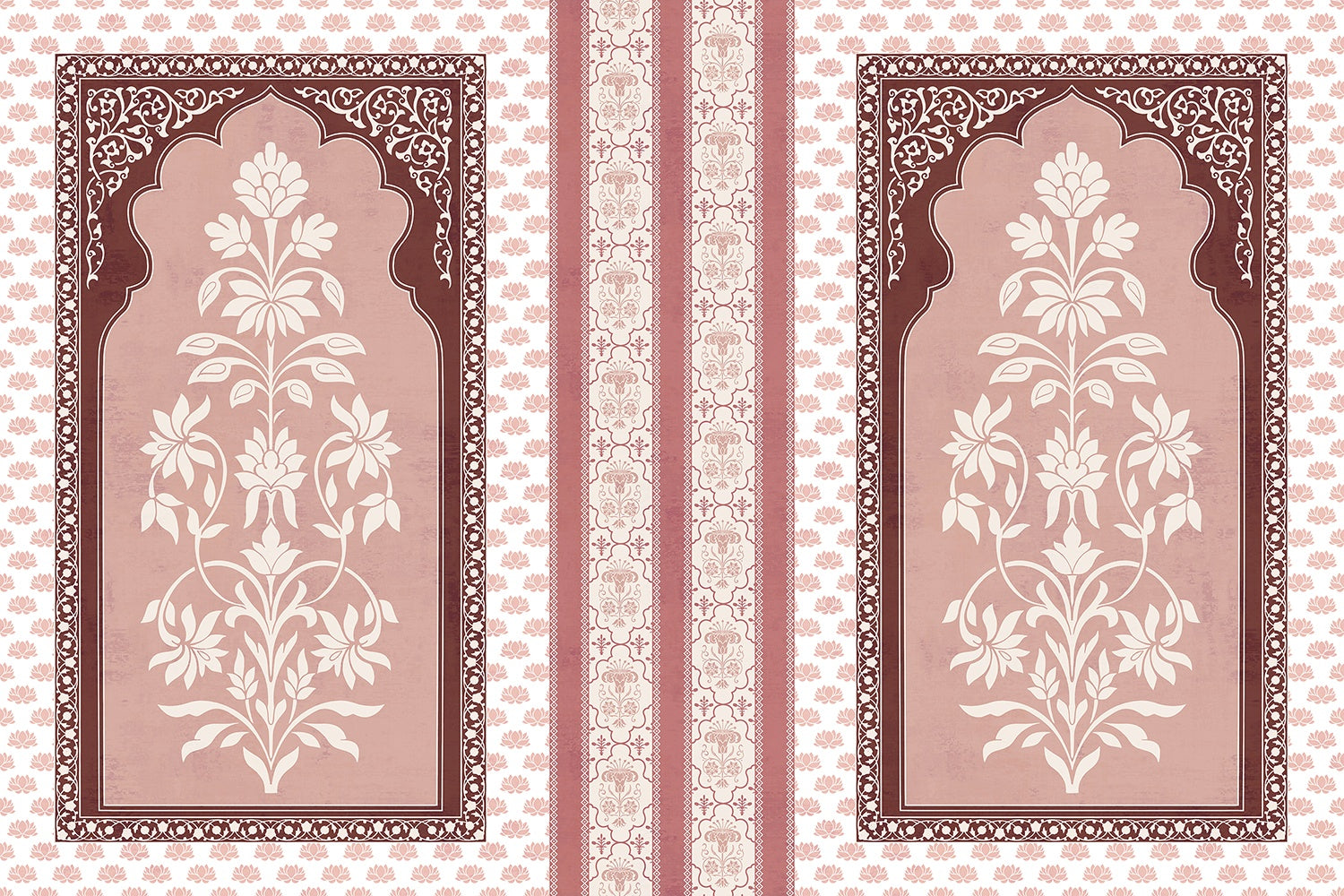"Floral archway design in lea - mughal wallpaper mural-inequal final"