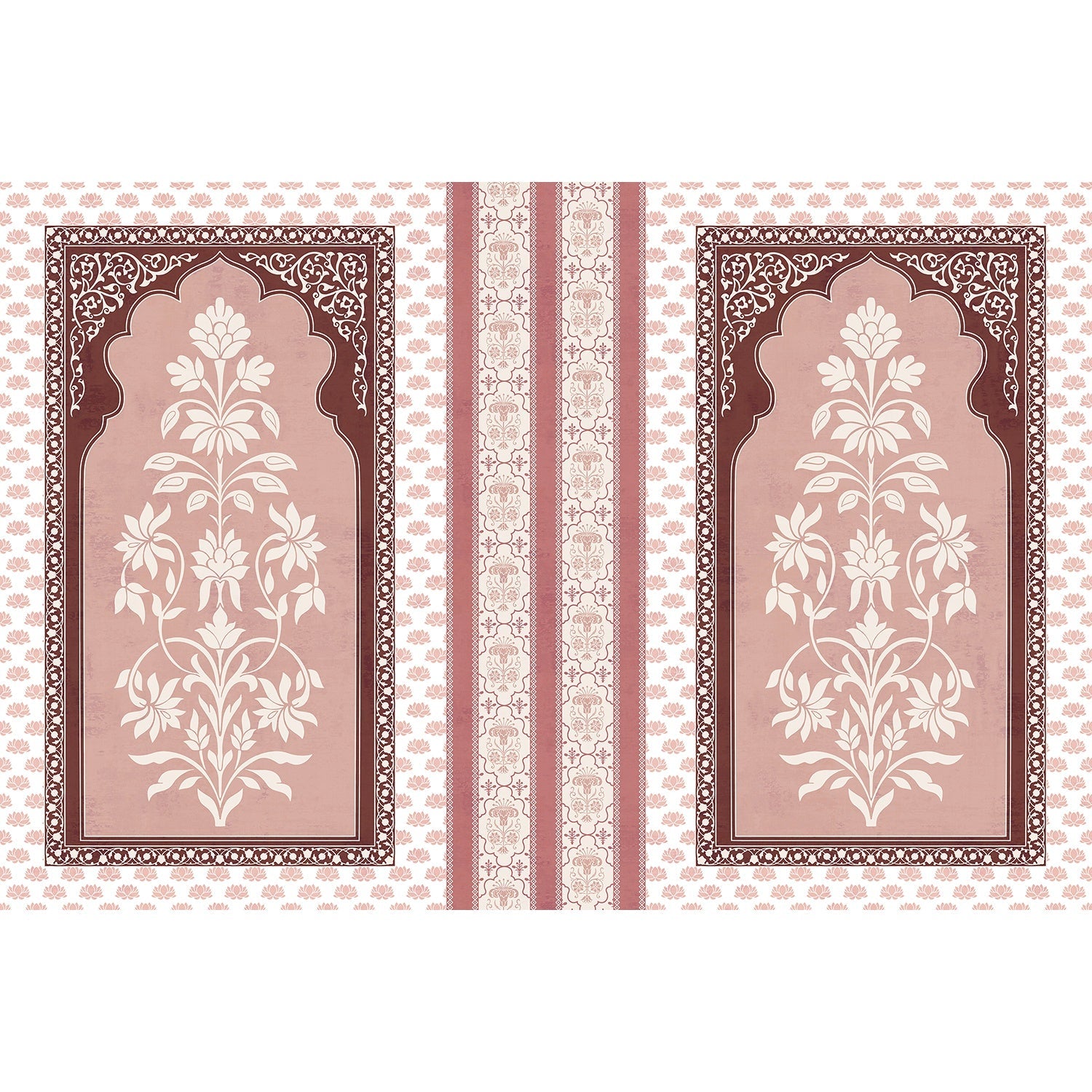 "Floral archway design in lea - mughal wallpaper mural-equal final"