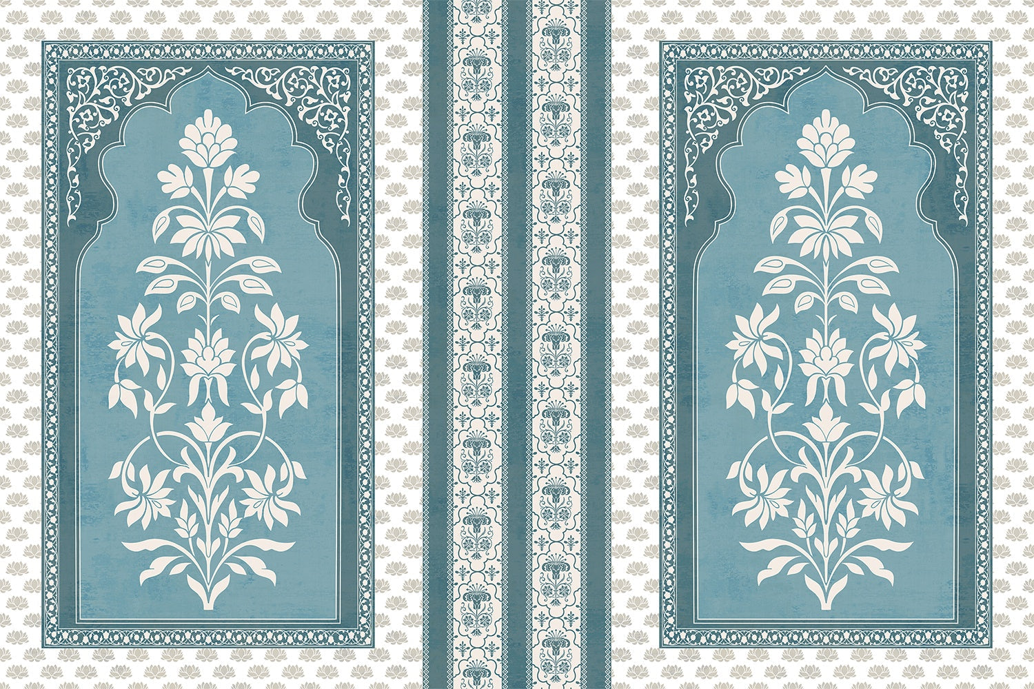 "Floral archway design in lea - mughal wallpaper mural-inequal final"