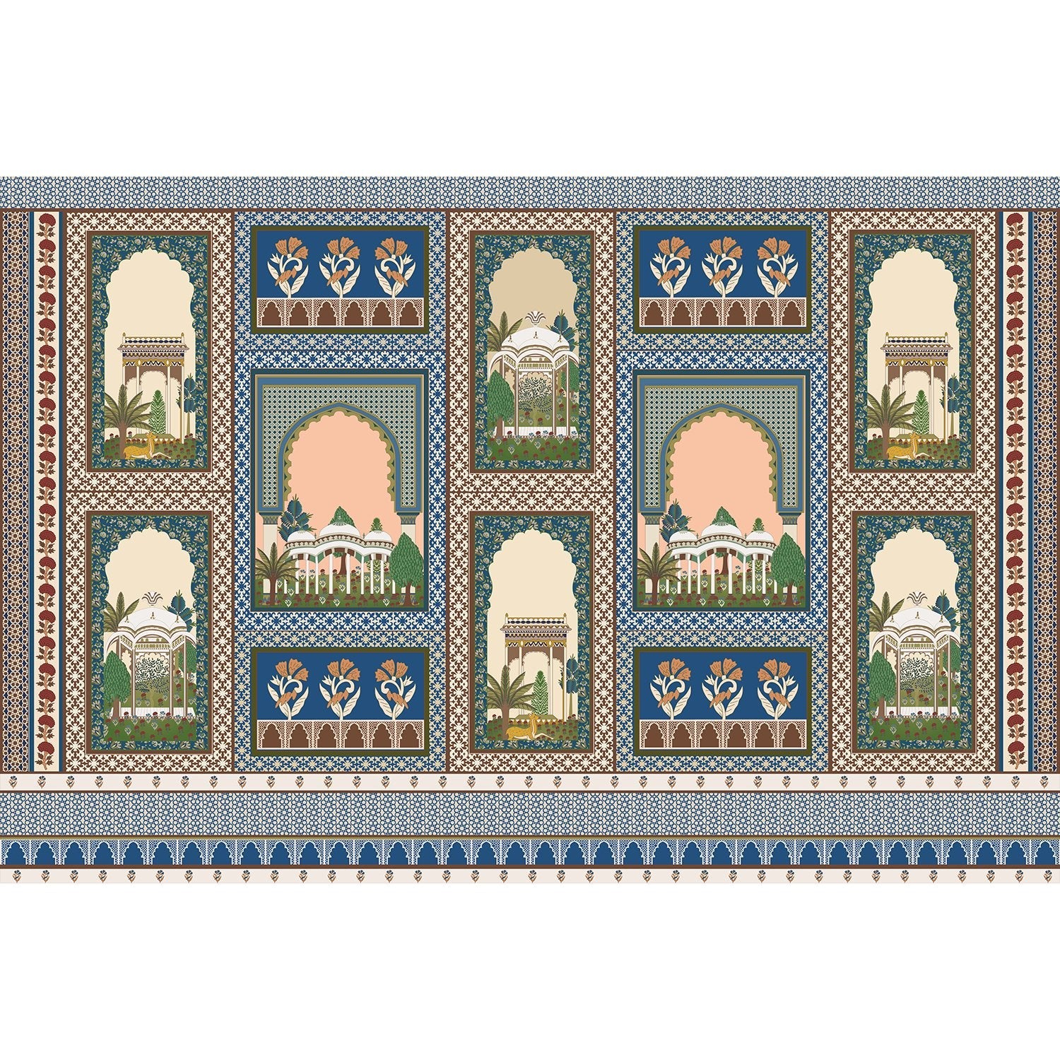 Mughal pavilion architecture in lea - "royal" wallpaper mural-equal final