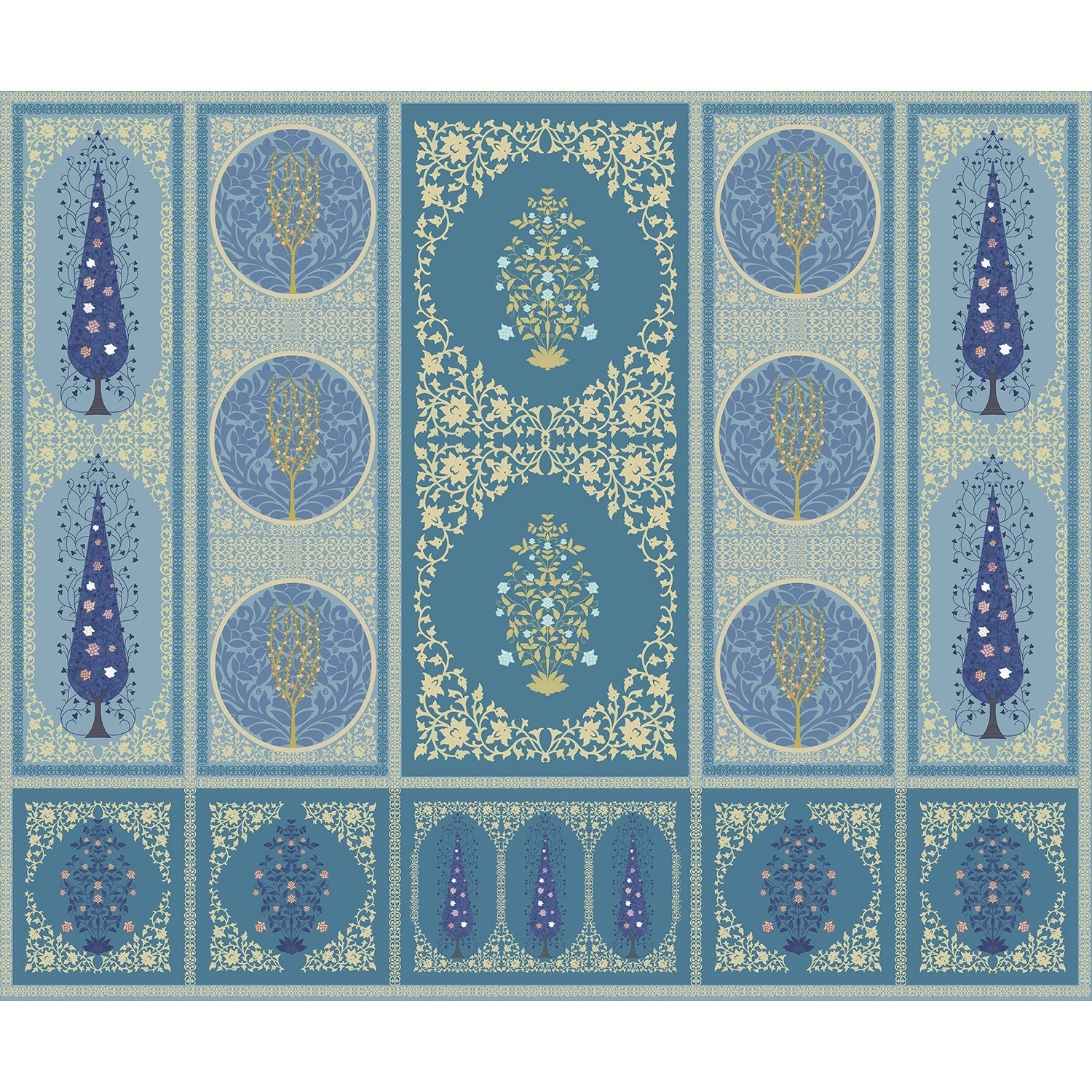 Ornamental floral panel in lea - "mughal" wallpaper mural-equal final