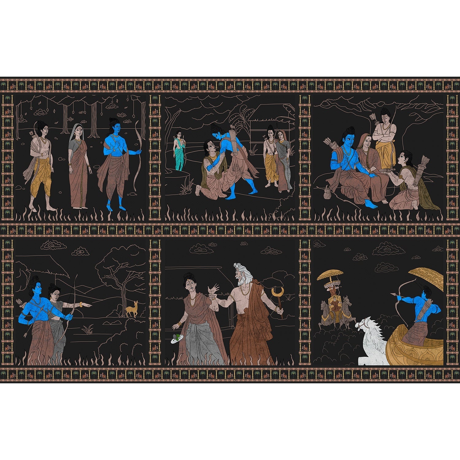 "Ramayan Katha Chitran timeless mythological lea - religion wallpaper mural-equal final"