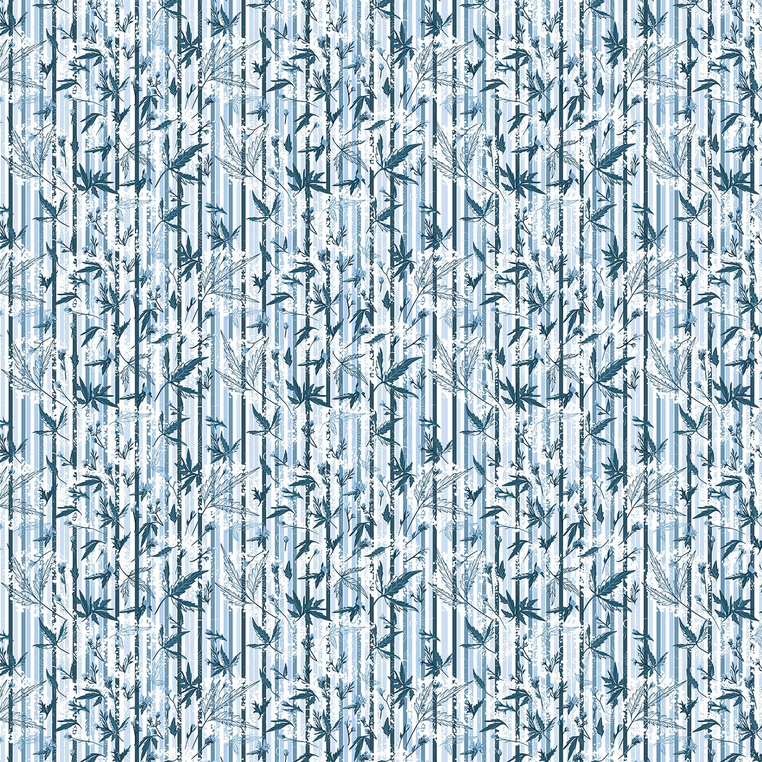 Repeating green bamboo leaves and stems on white background with vertical striped pattern - view 10 - final