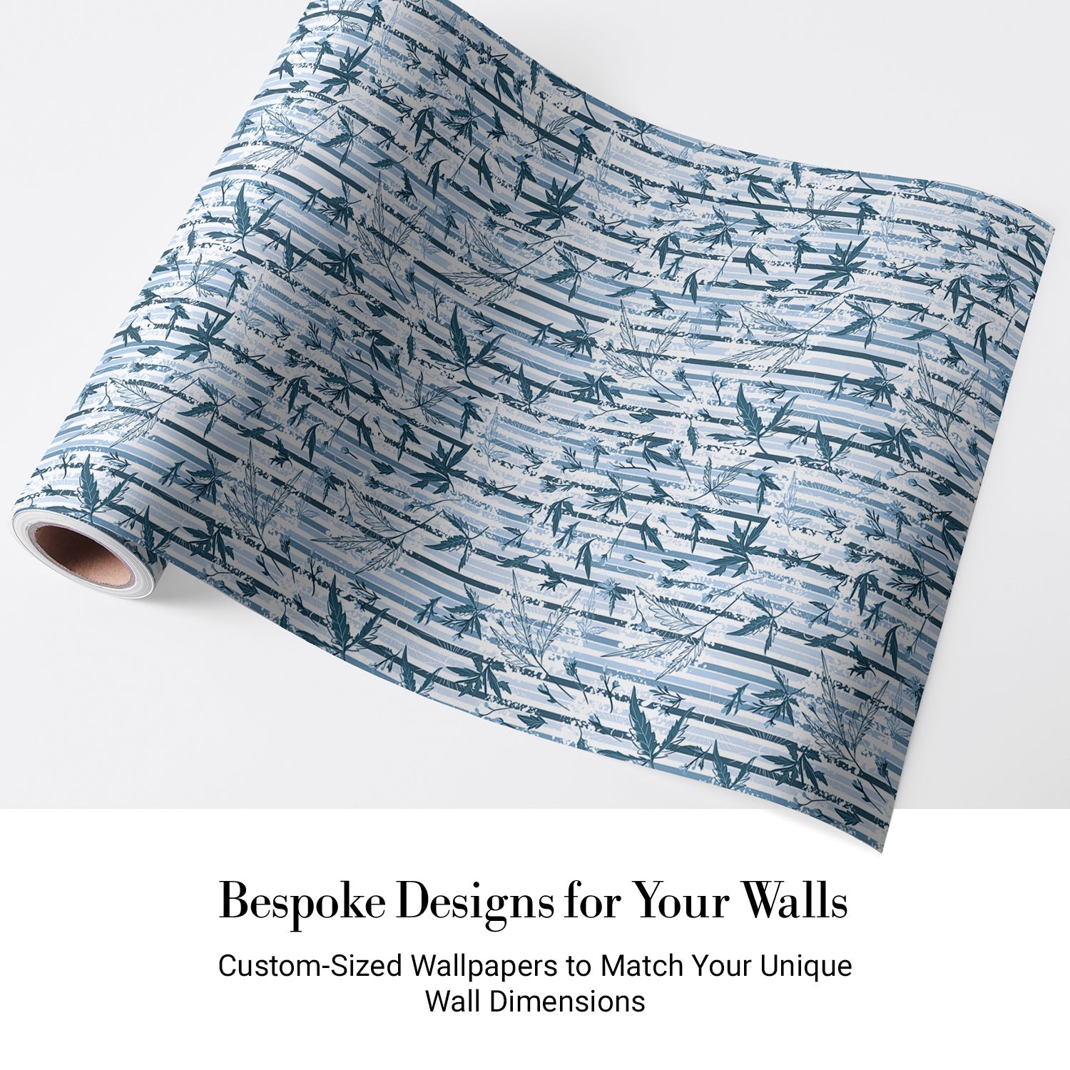 Repeating green bamboo leaves and stems on white background with vertical striped pattern - view 12 - final