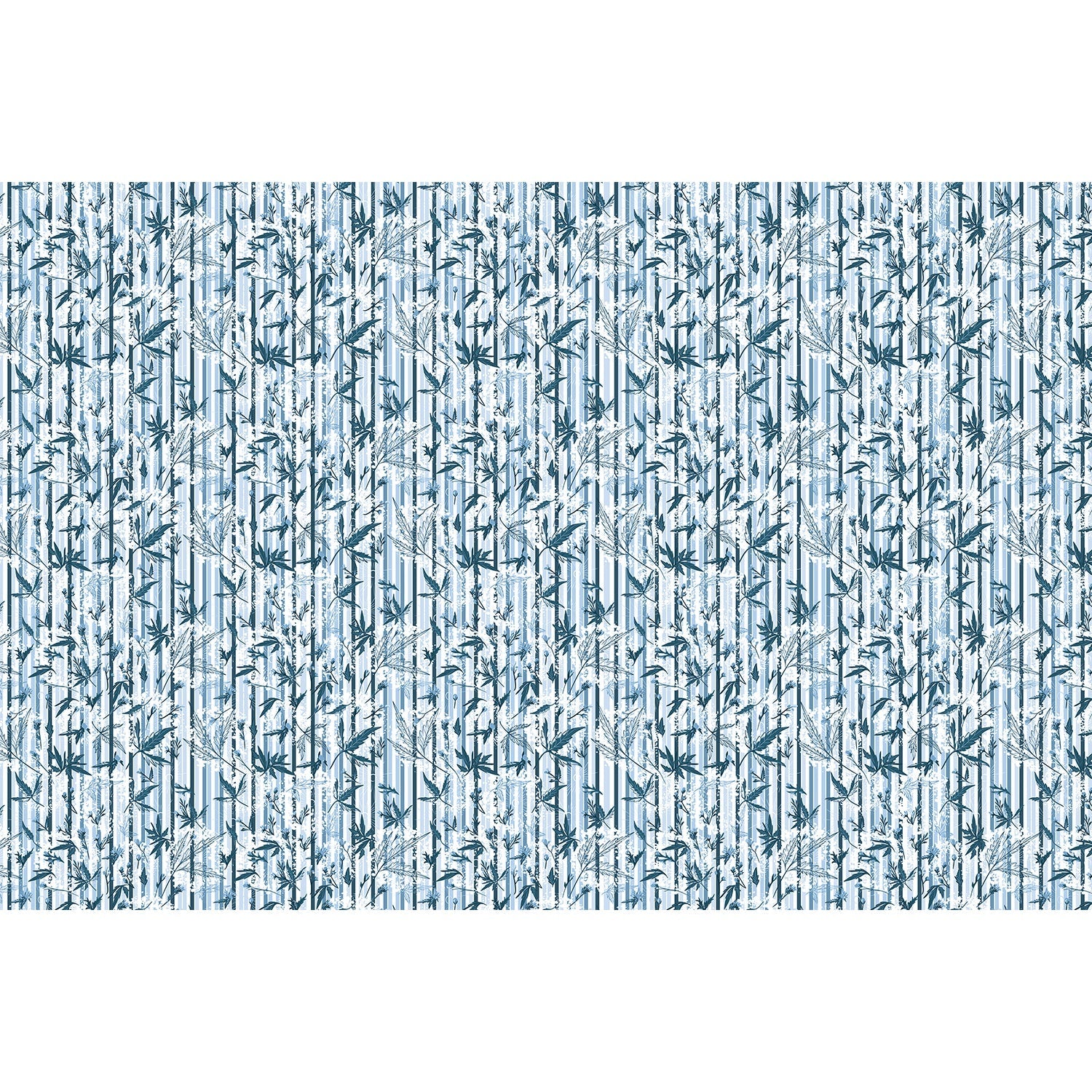 repeat-full-square Repeating green bamboo leaves and stems on white background with vertical striped pattern - view 13 - final