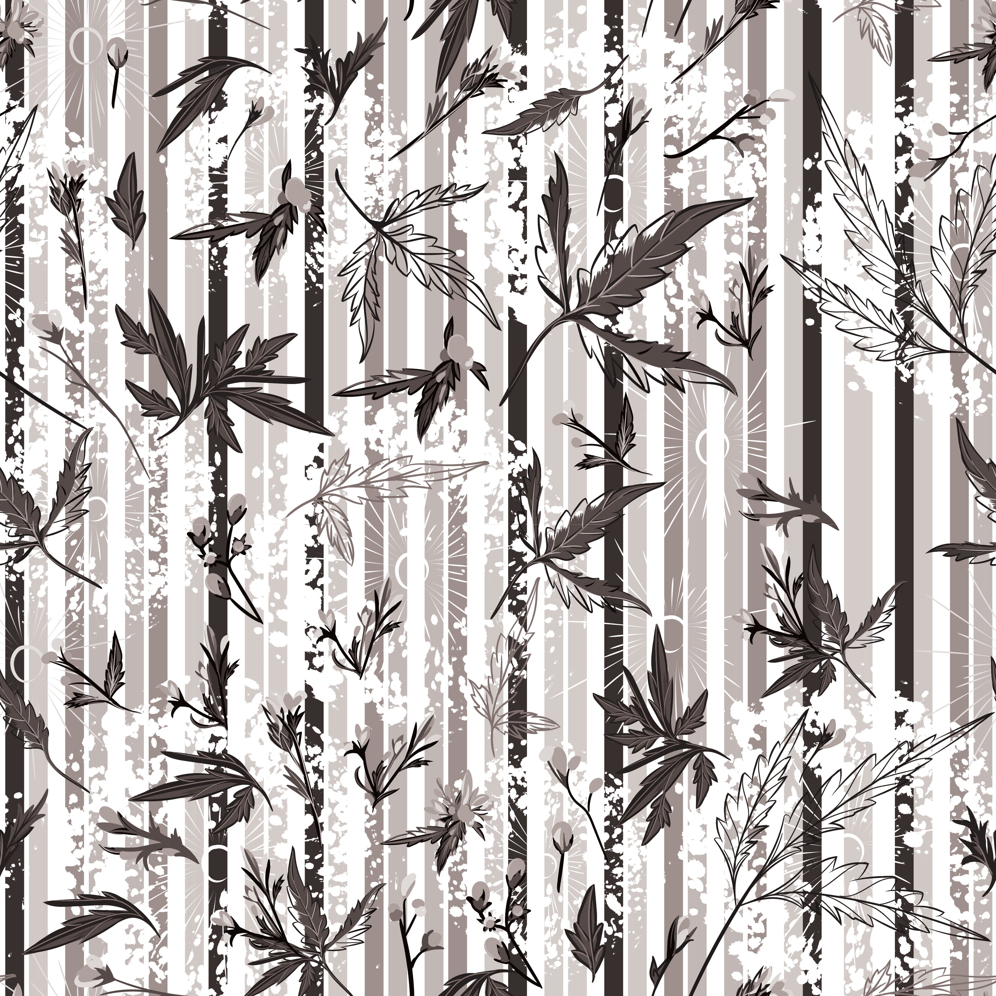 Repeating green bamboo leaves and stems on white background with vertical striped pattern - view 19 - repeat-original - final