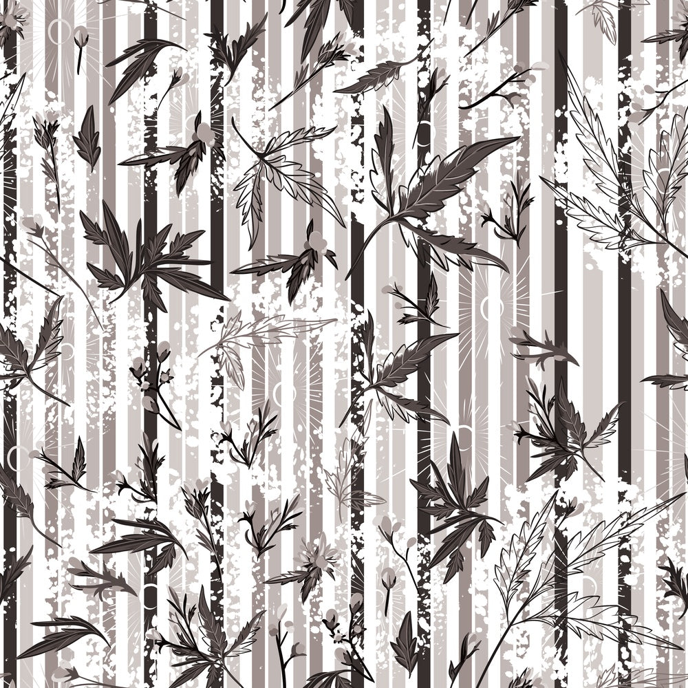 Repeating green bamboo leaves and stems on white background with vertical striped pattern - view 20 - repeat-small - final