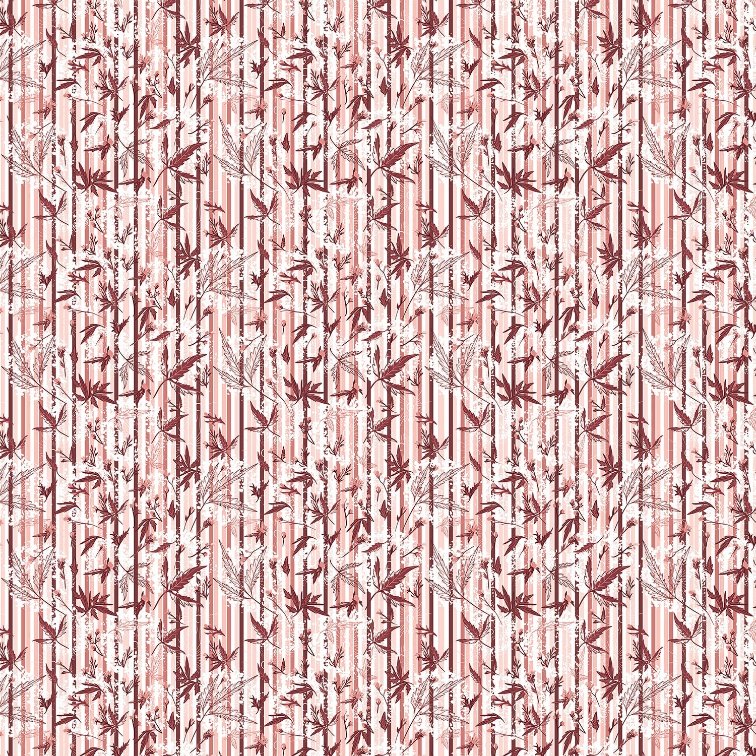 Repeating green bamboo leaves and stems on white background with vertical striped pattern - view 22 - final