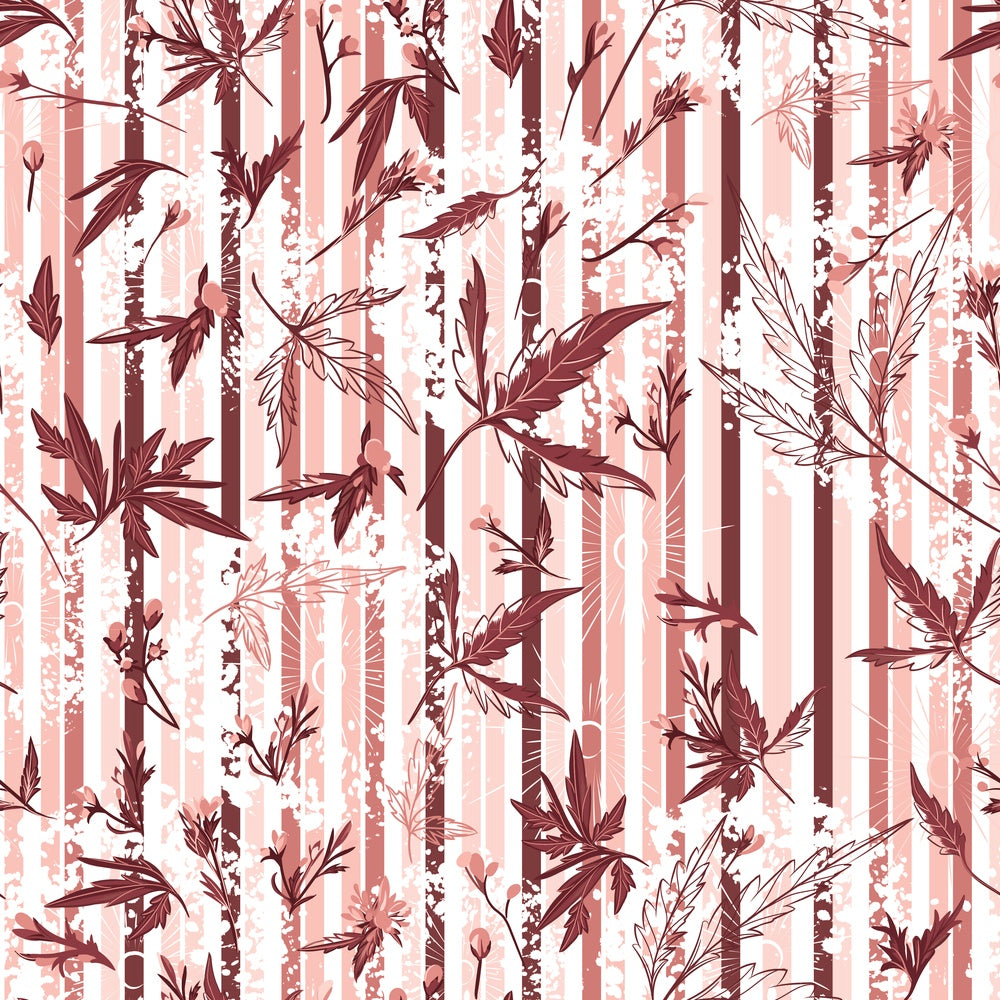Repeating green bamboo leaves and stems on white background with vertical striped pattern - view 25 - repeat-small - final