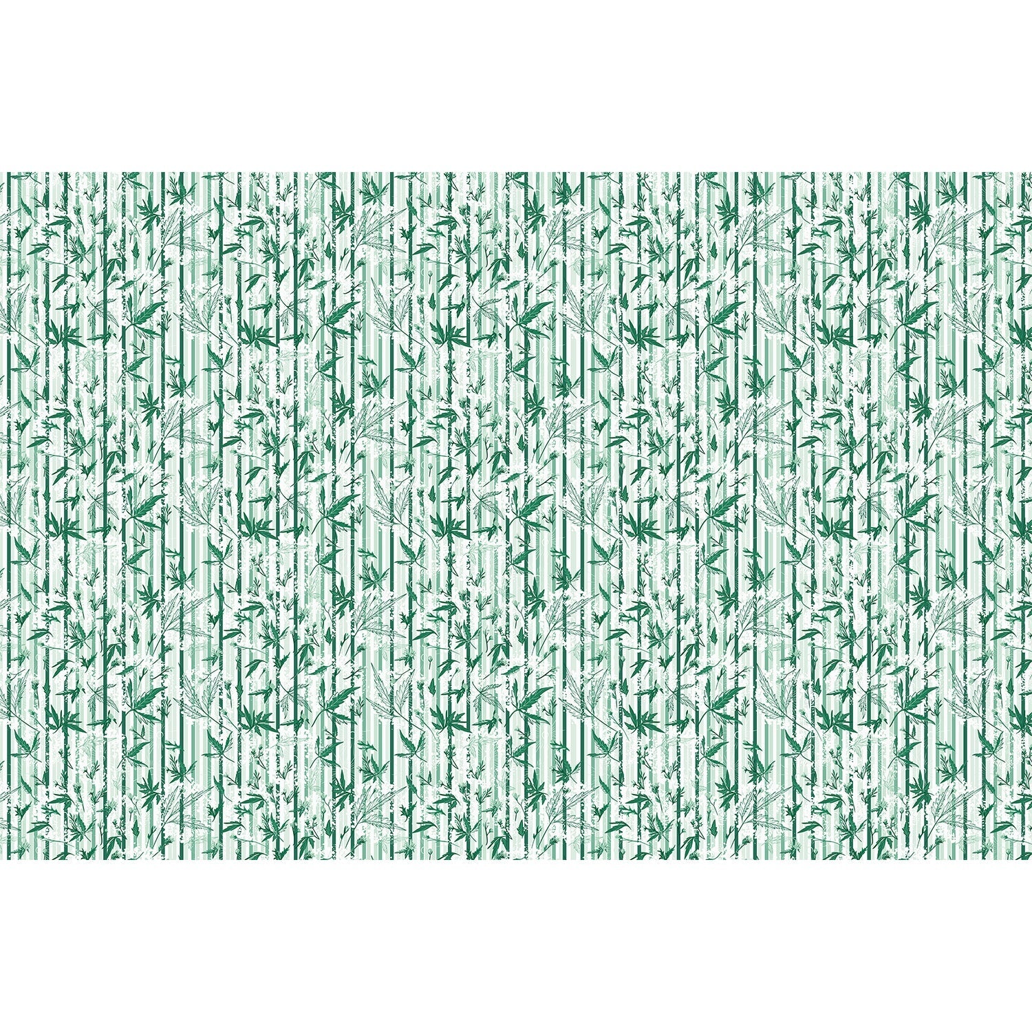 Repeating green bamboo leaves and stems on white background with vertical striped pattern - view 5 - repeat-full-square - final
