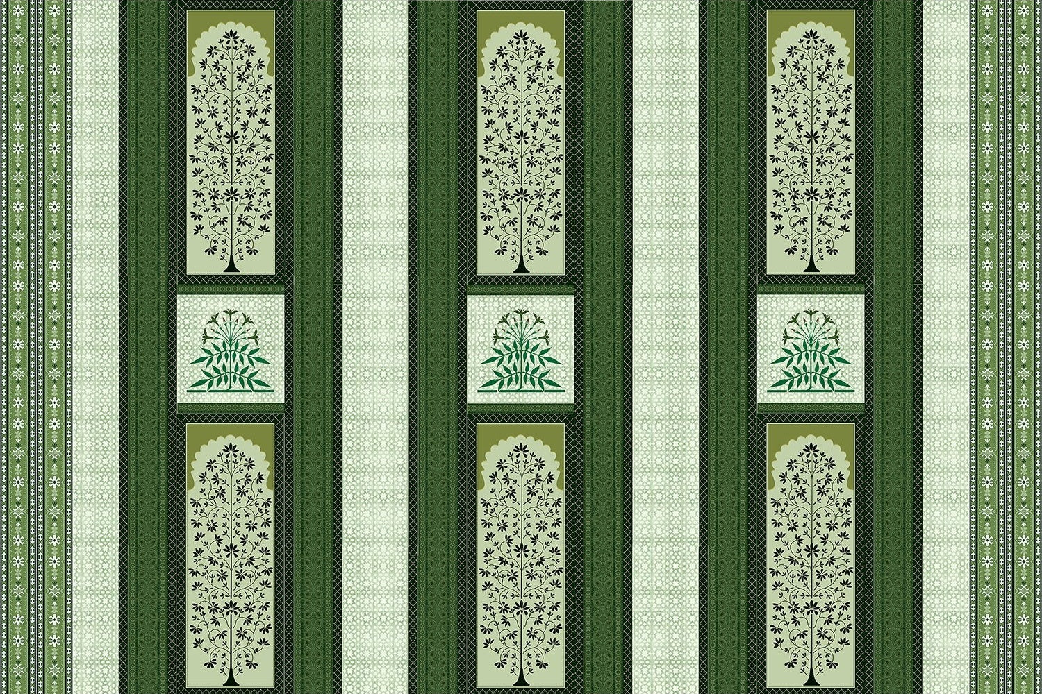 "Detailed damask pattern in lea - mughal wallpaper mural-inequal final"