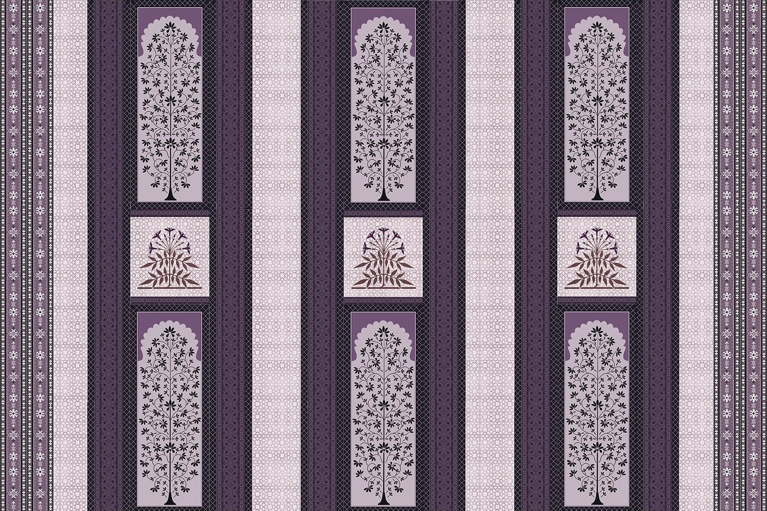 "Detailed damask pattern in lea - mughal wallpaper mural-inequal final"