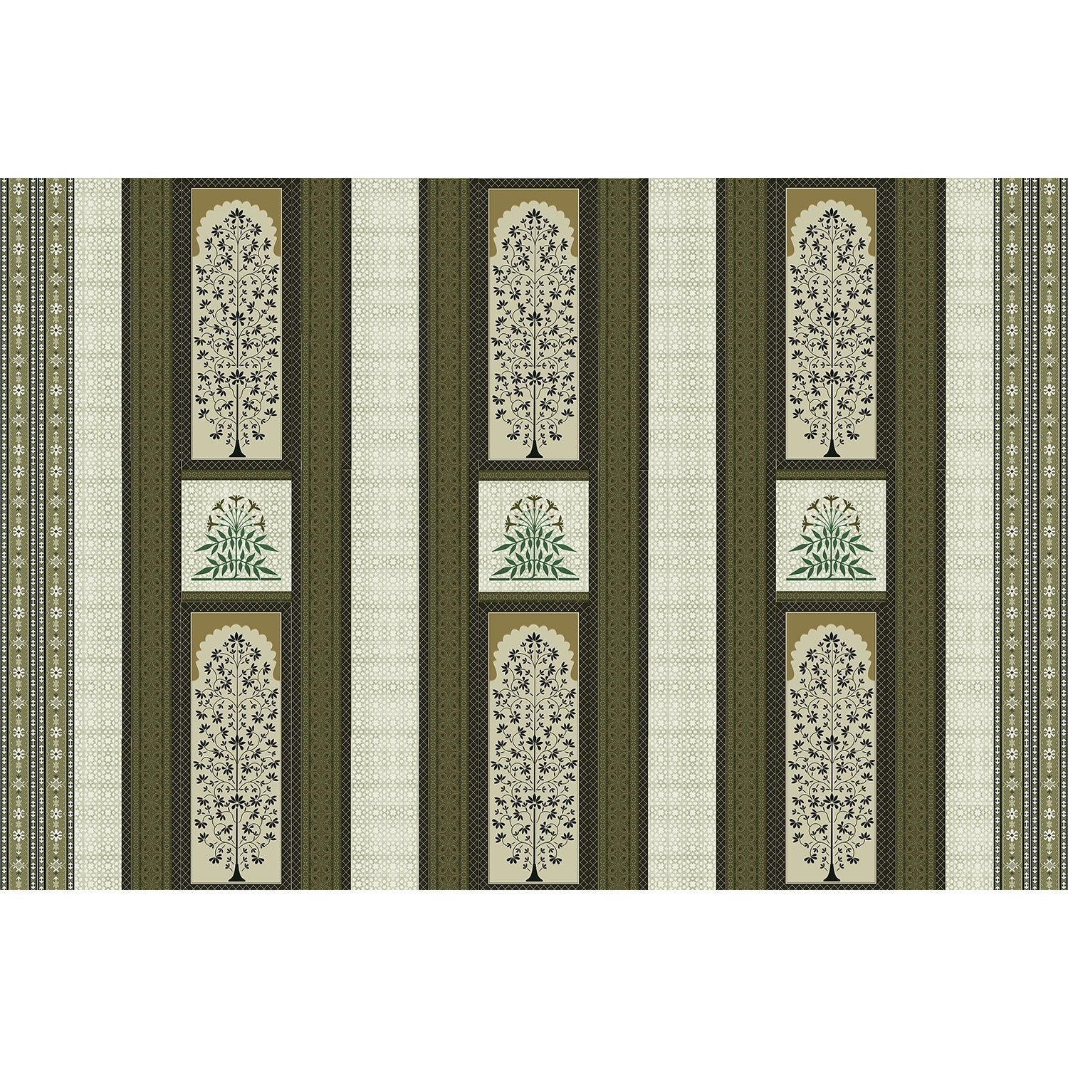 "Detailed damask pattern in lea - mughal wallpaper mural-equal final"