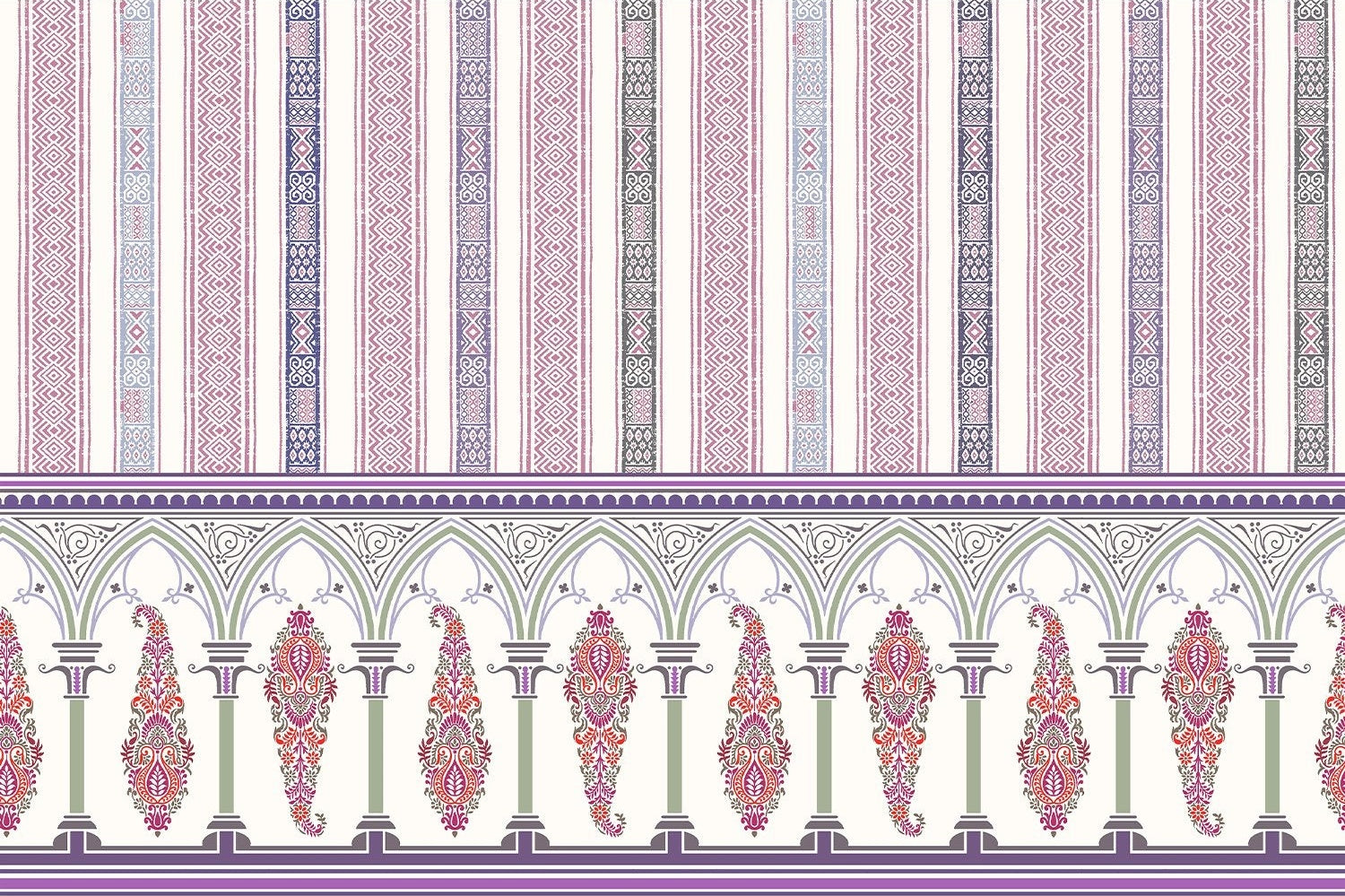 "Victorian retro and vintage lea - "mughal" wallpaper mural-inequal final"
