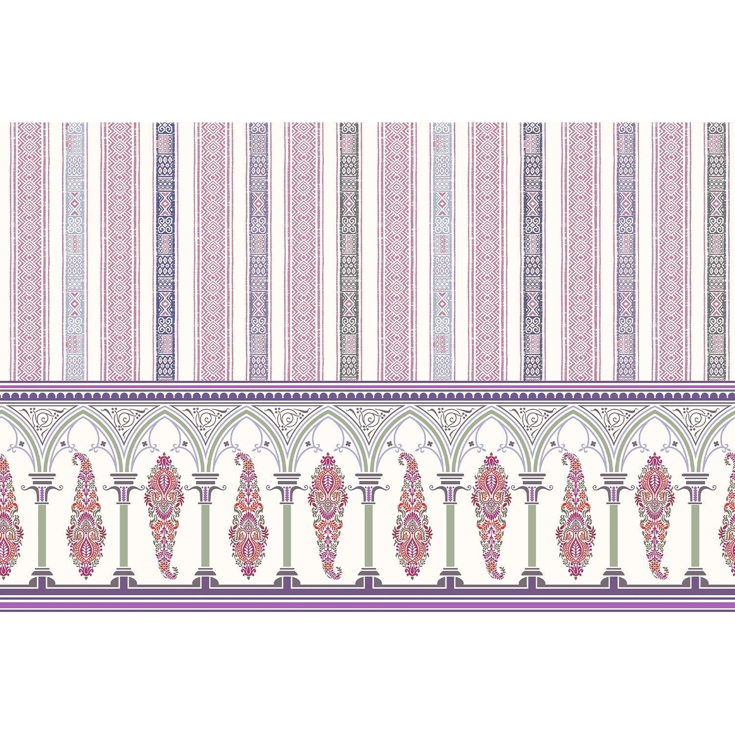 "Victorian retro and vintage floral patterns in lea - "mughal" wallpaper mural-equal final"