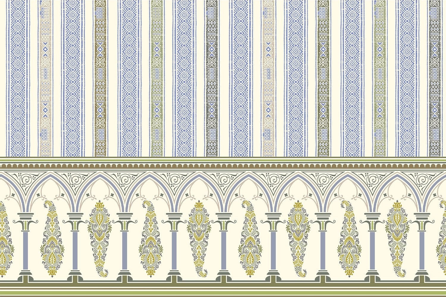 "Victorian retro and vintage lea - "mughal" wallpaper mural-inequal final"