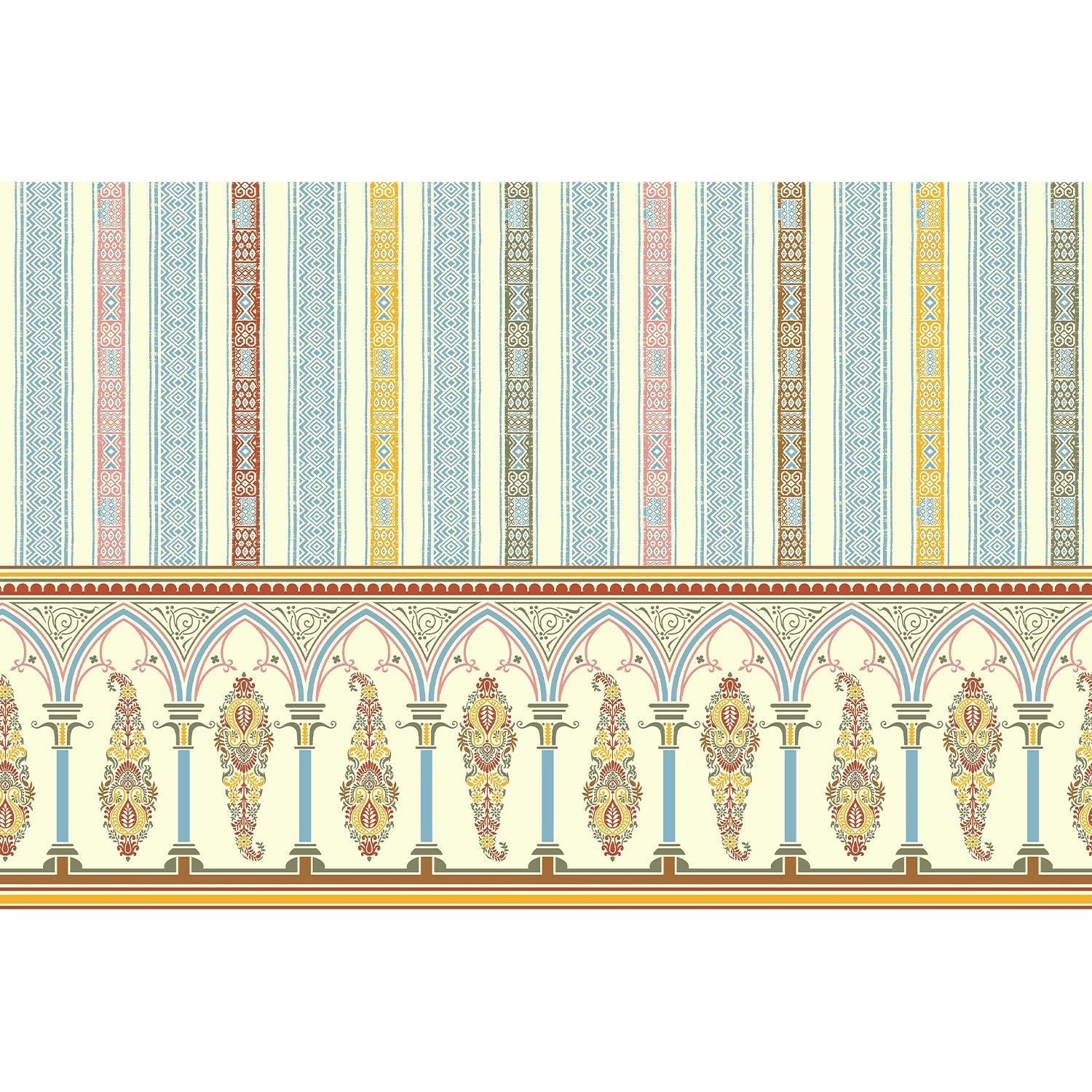 "Victorian retro and vintage floral patterns in lea - "mughal" wallpaper mural-equal final"