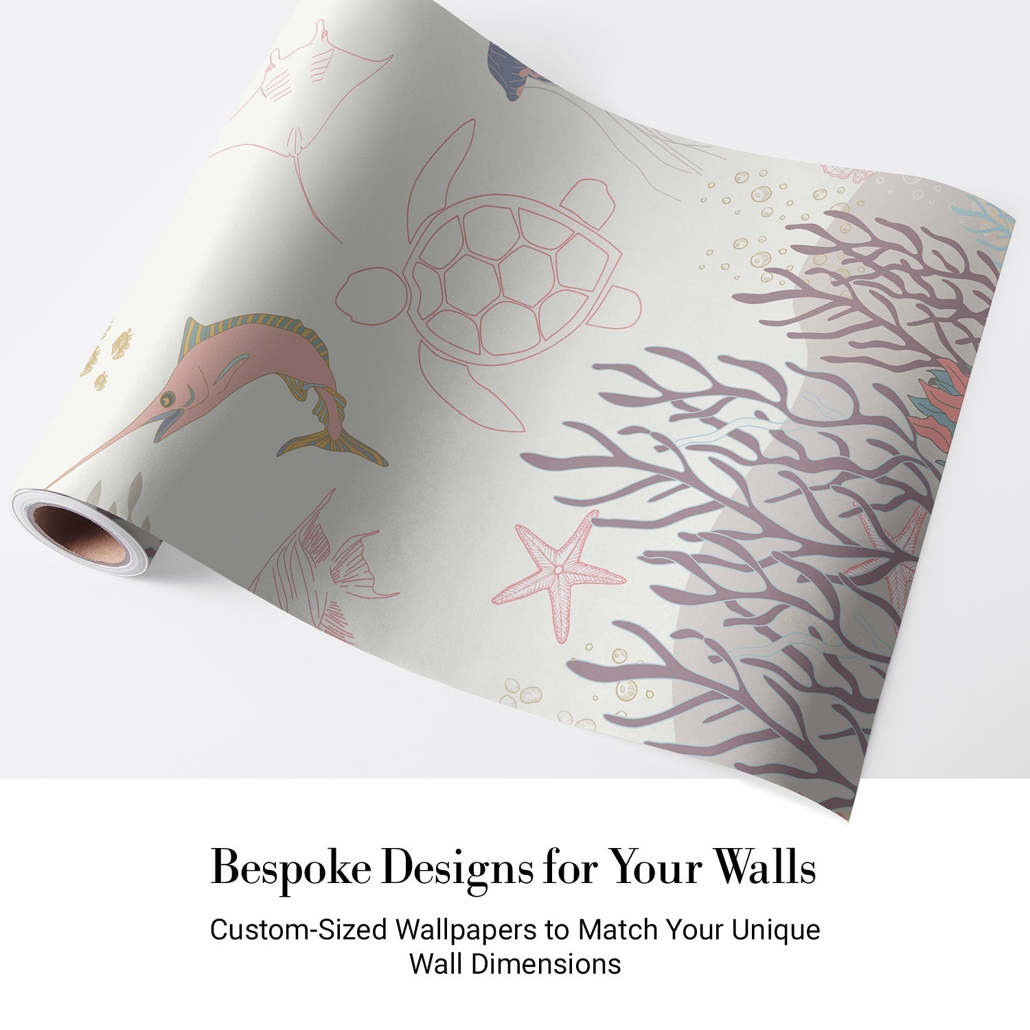 Whimsical marine life illustration with jellyfish, fish and coral in soft pastel colors - view 5 - final