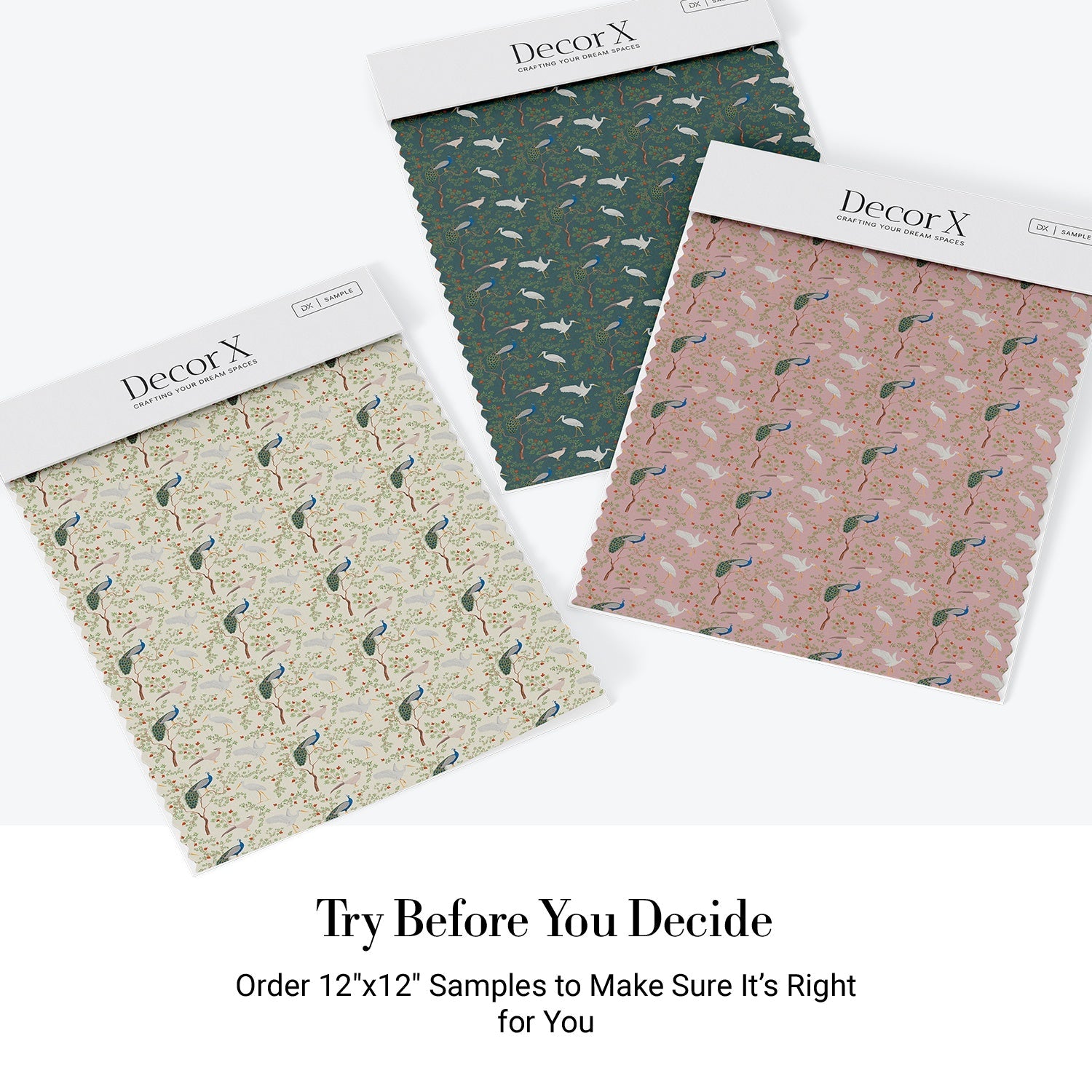 Elegant peacocks and delicate floral branches on cream background in vintage botanical style - view 28 - final all-groups samples