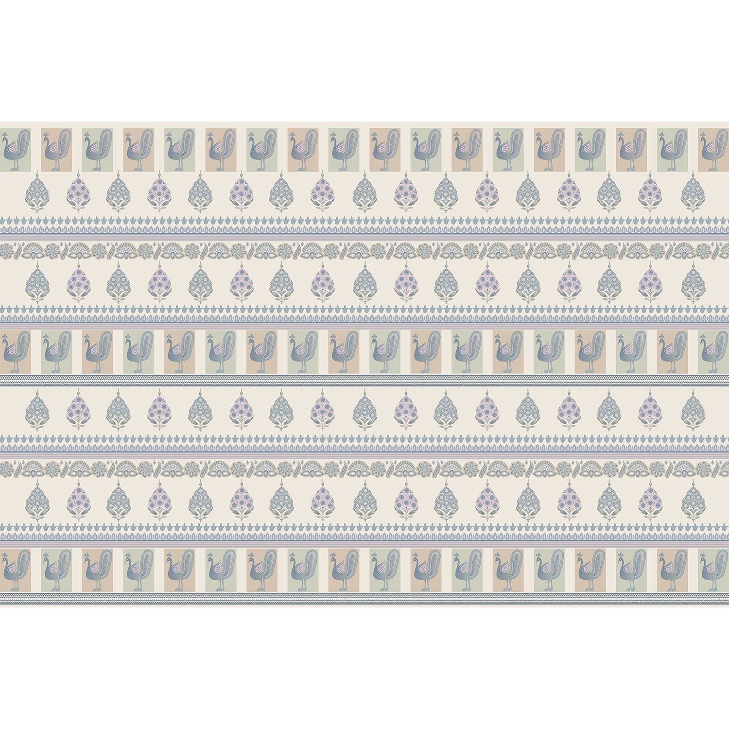 Royal Splendor Peacock design in lea - "chinoiserie" wallpaper mural-equal final