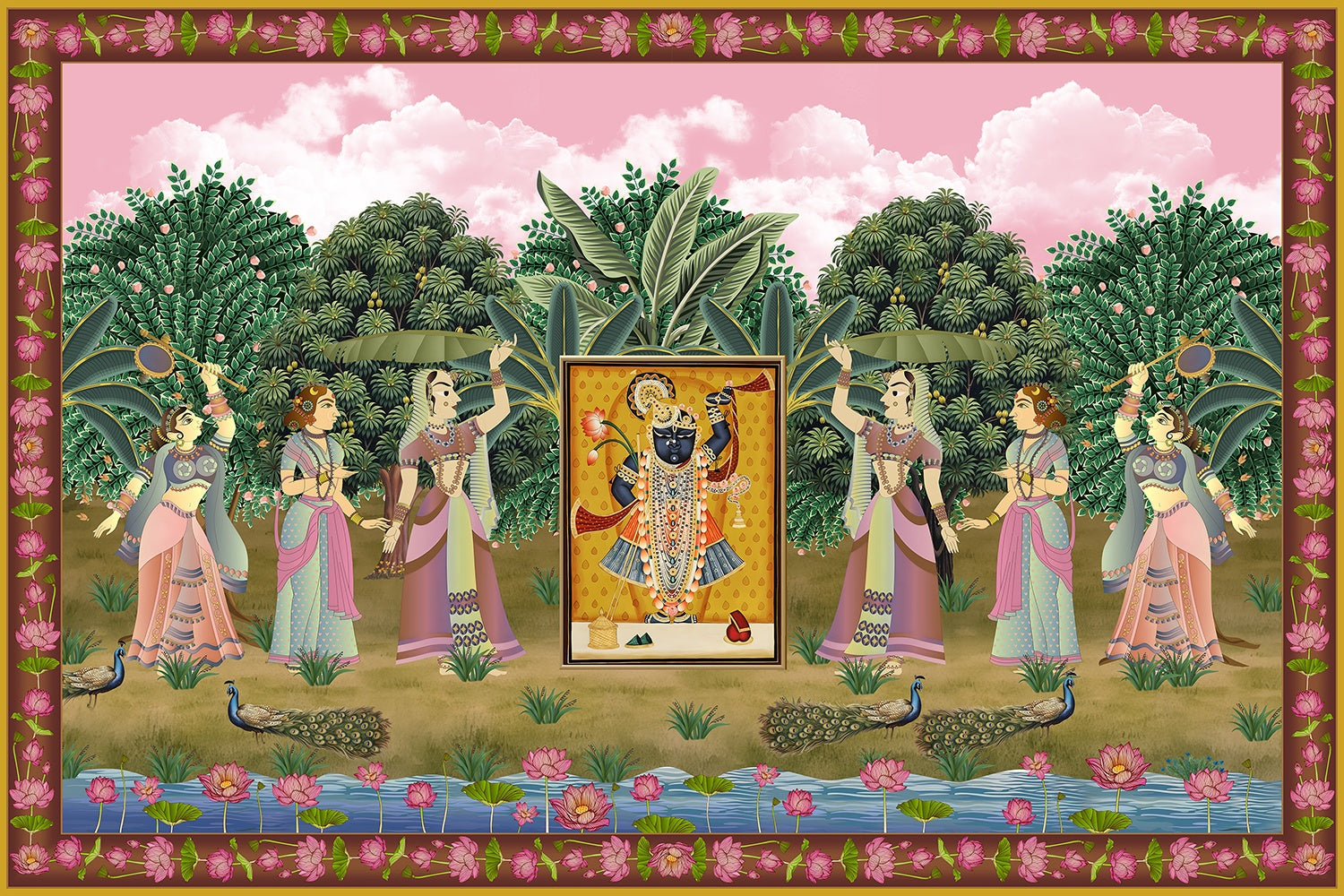"Shrinathji divine lea - religion wallpaper mural-inequal final"