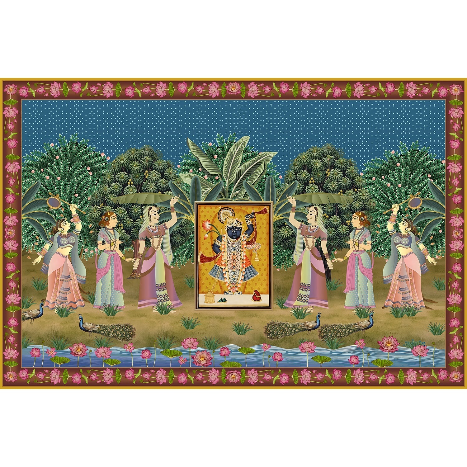 "Shrinathji divine darshan in lea - religion wallpaper mural-equal final"