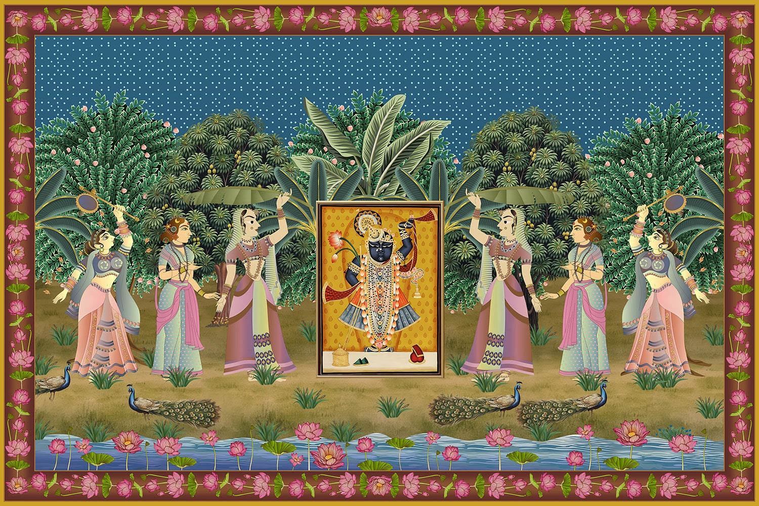 "Shrinathji divine lea - religion wallpaper mural-inequal final"