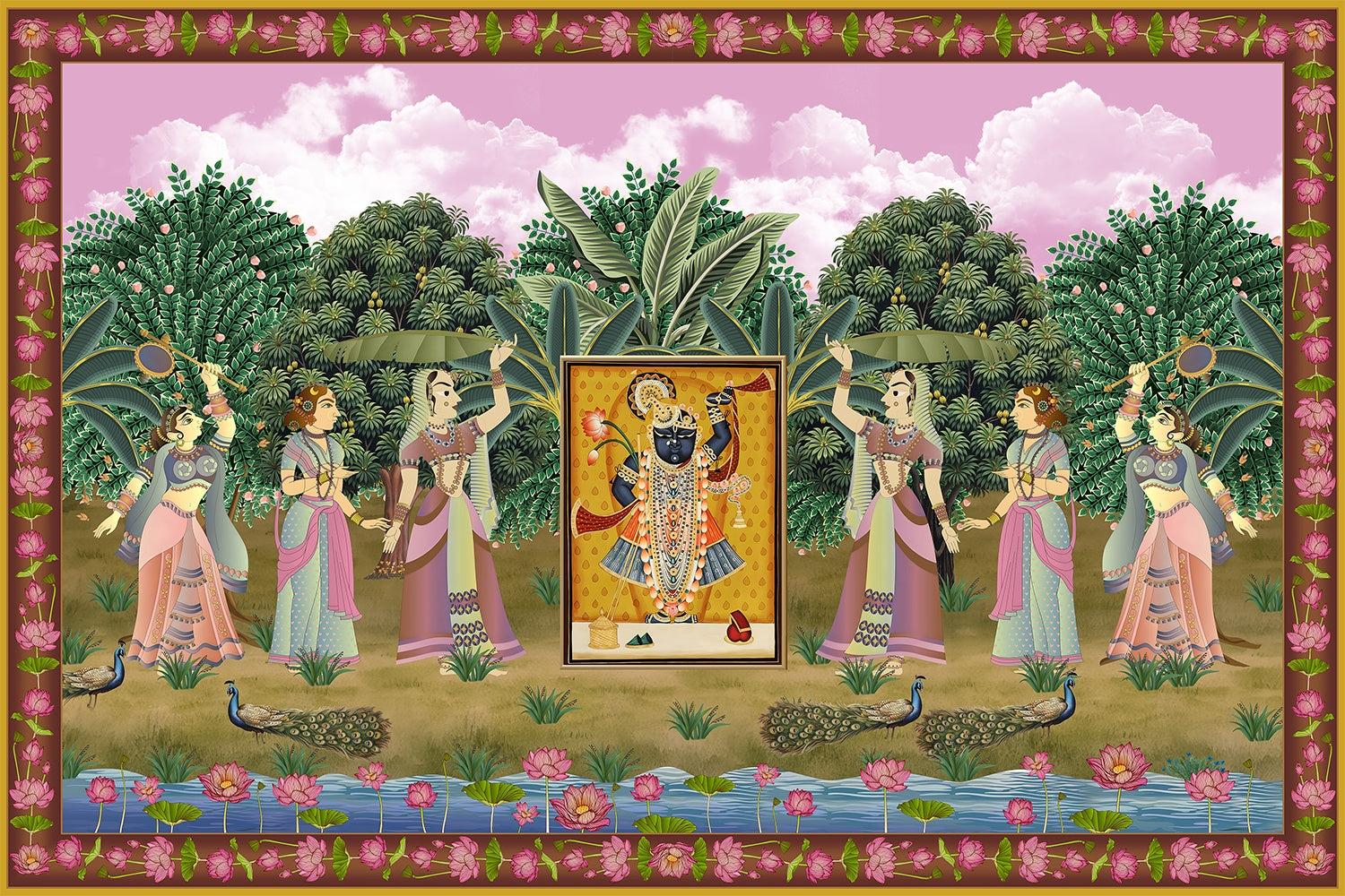 "Shrinathji divine lea - religion wallpaper mural-inequal final"