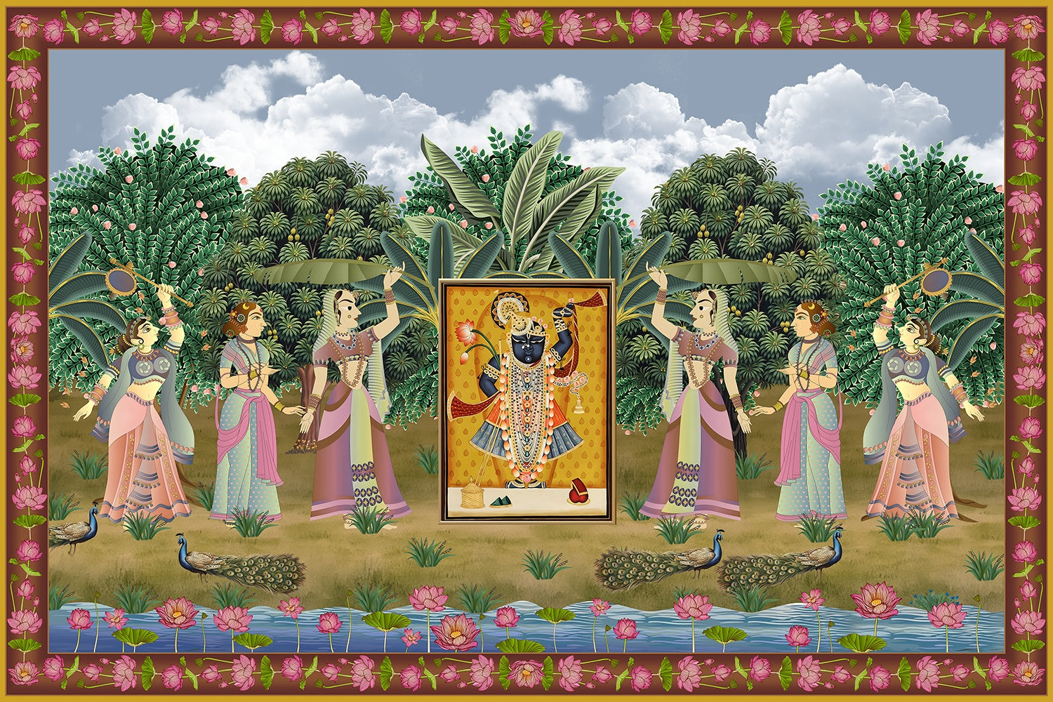 "Shrinathji divine lea - religion wallpaper mural-inequal final"