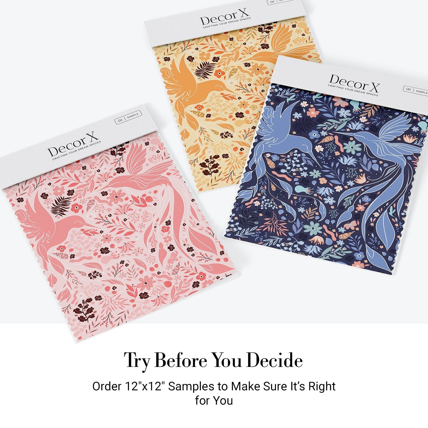 Whimsical pink birds and flowers create flowing organic pattern with burgundy botanical accents - view 27 - final all-groups samples