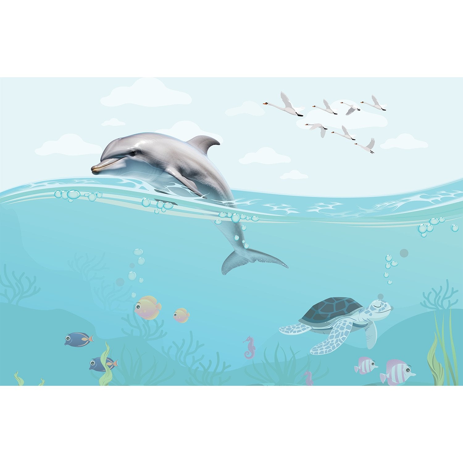 Underwater marine life scene in lea - "marine and ocean" wallpaper mural-equal final