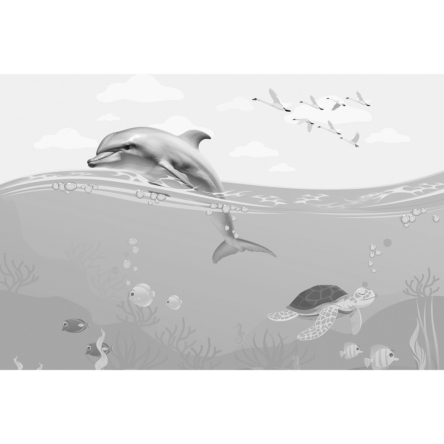 Underwater marine life scene in lea - "marine and ocean" wallpaper mural-equal final