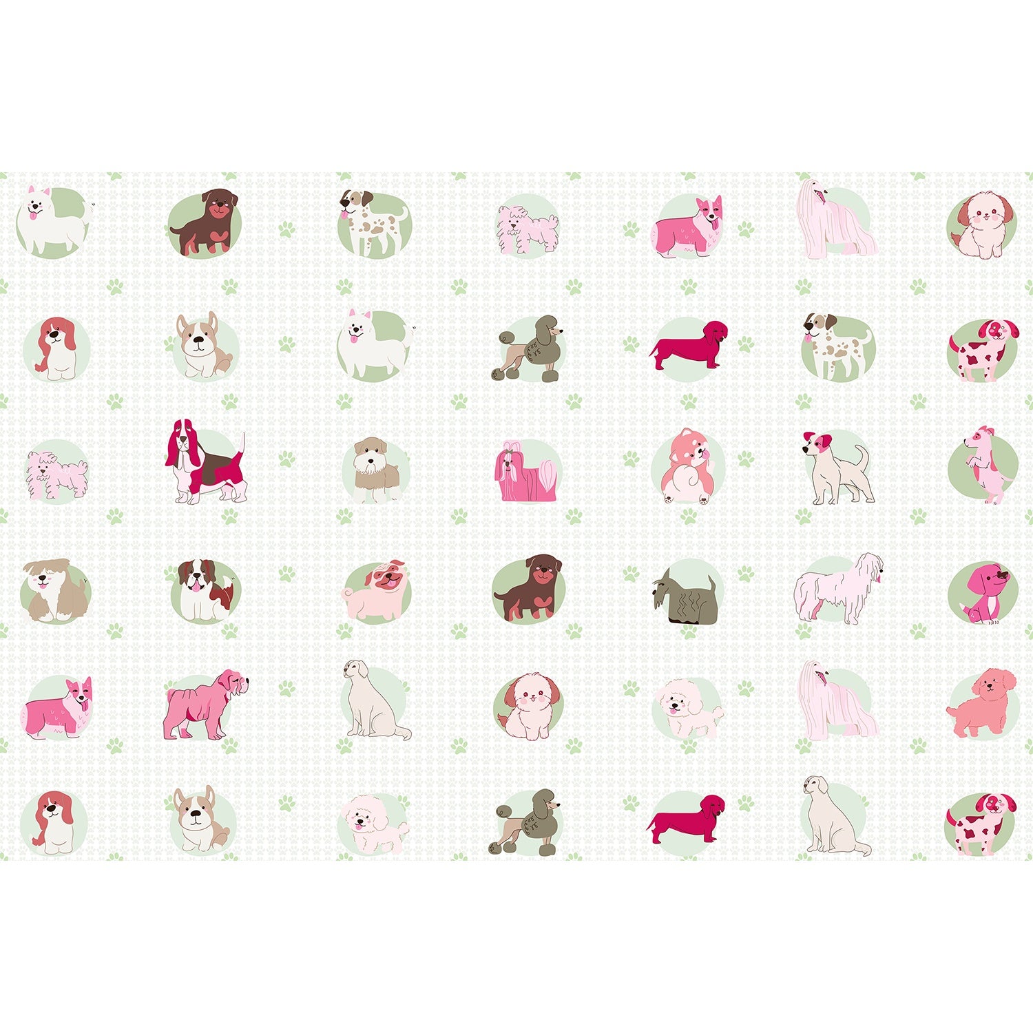 "Adorable dog motif in lea - kids wallpaper mural-equal final"